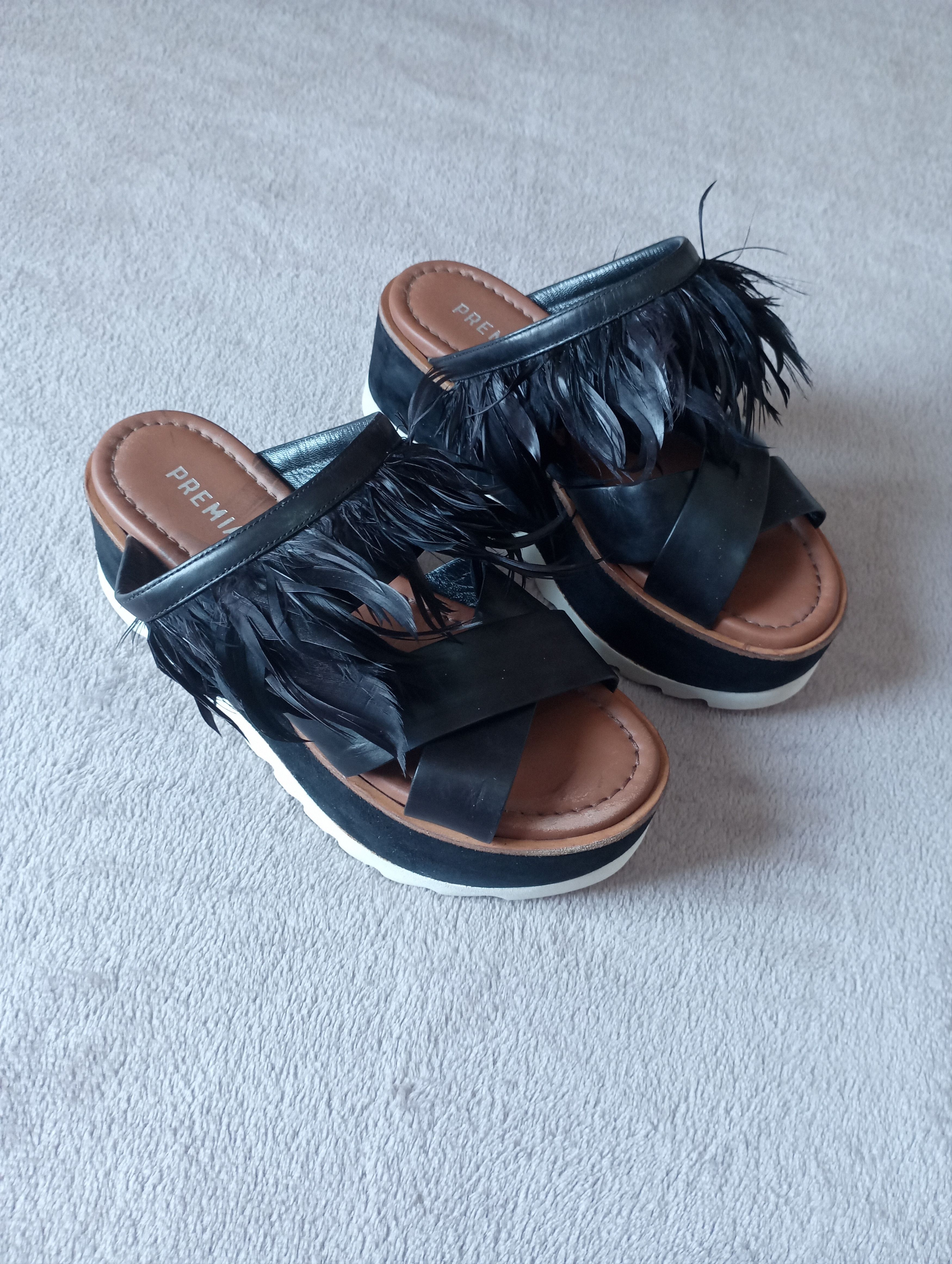 Premiata Premiata Black Feathered leather Slides size 36 Size US 5.5 / IT 35.5 - 2 Thumbnail