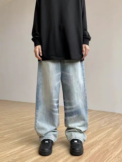 Japanese Brand × Jean Vintage Washed Textured Straight Leg Wide Jeans Size US 32 / EU 48 - 4 Thumbnail