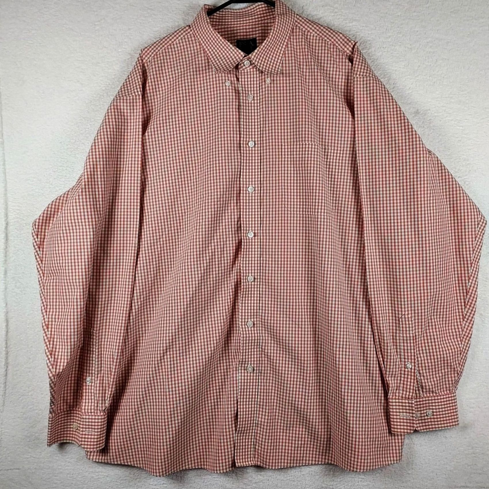 Jos. A. Bank Jos A Bank Dress Shirt Red Plaid Button Up Cotto 2XL Men’s Long Sleeve Collared Travel Shirt Regular Fit Vintage: No Size 48R - 2 Thumbnail