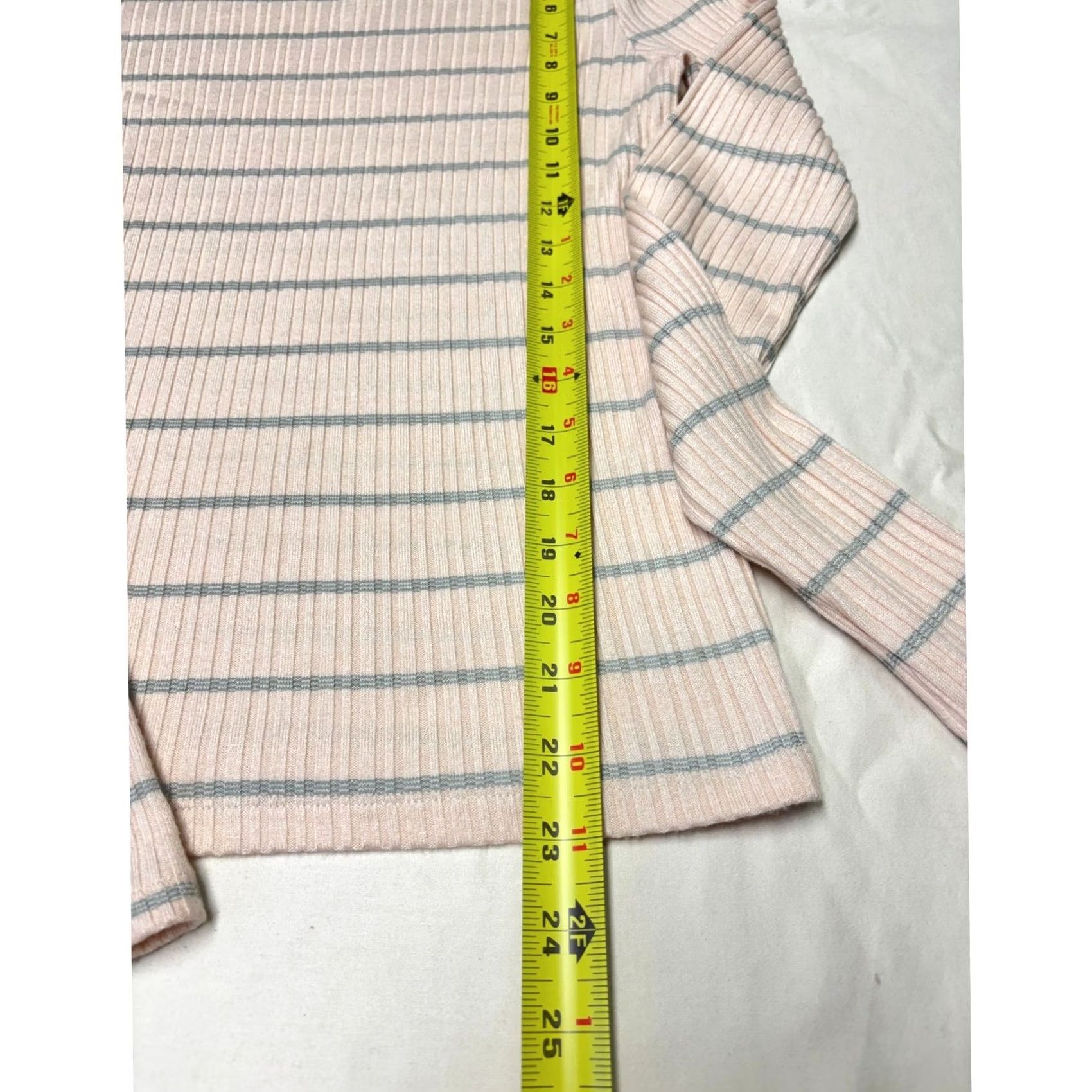 Vince Vince Womens Ribbed Long Sleeve Striped Top Pink Grey Crew Neck Size S Size S / US 4 / IT 40 - 5 Thumbnail