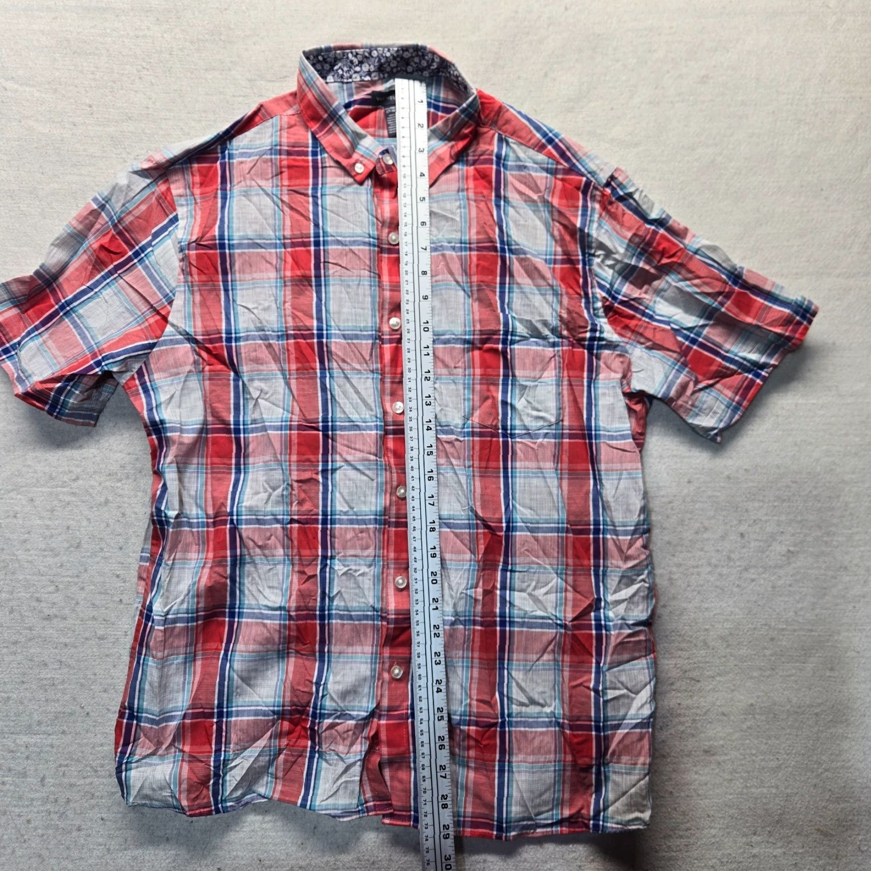 Van Heusen Van Heusen Shirt Plaid Button-Up Short Sleeve XL Men Multicolor 17 17.5 Casual Classic Size US XL / EU 56 / 4 - 6 Thumbnail