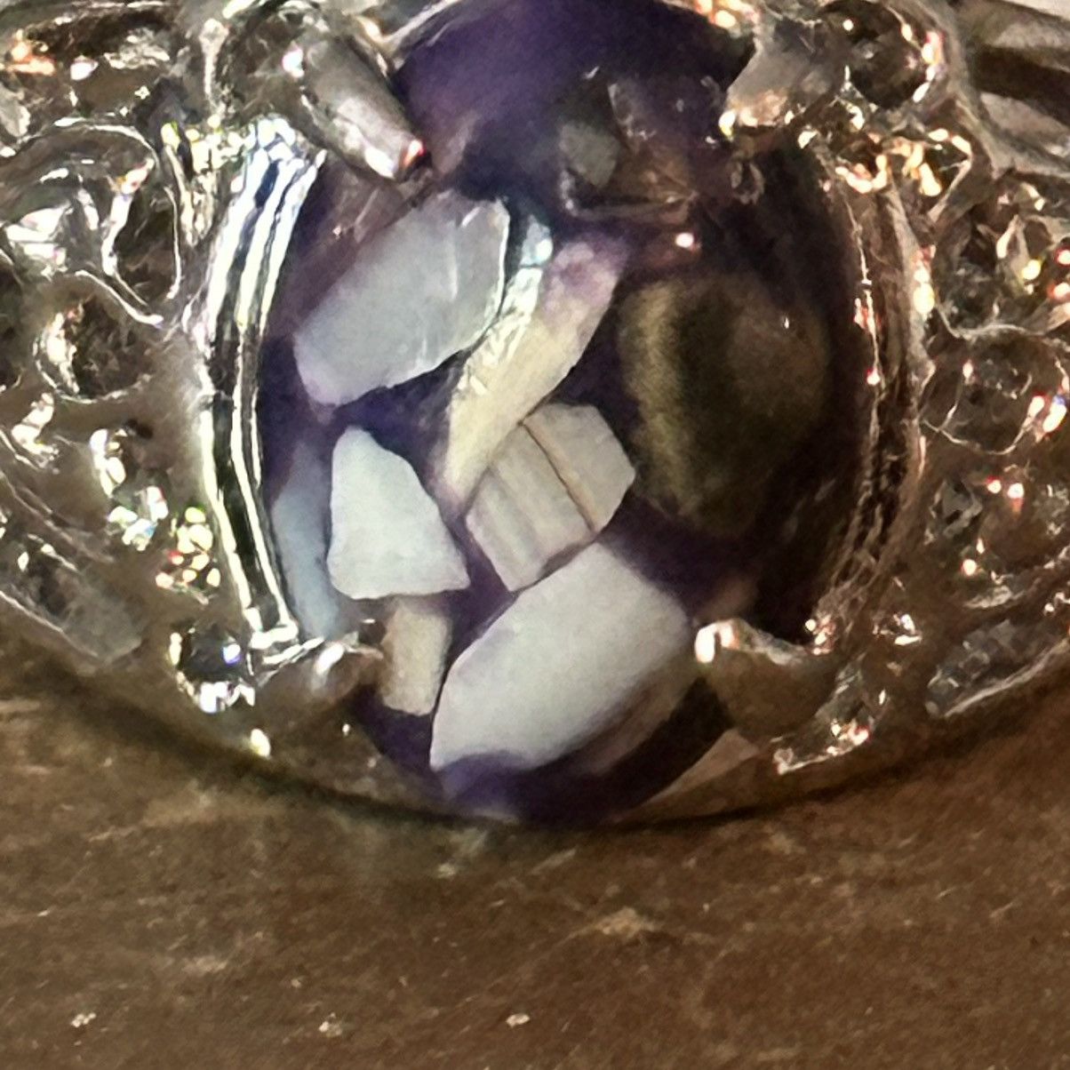 Other × Vintage Vintage Shuai jun purple abalone inlay stone ring Size ONE SIZE - 3 Thumbnail