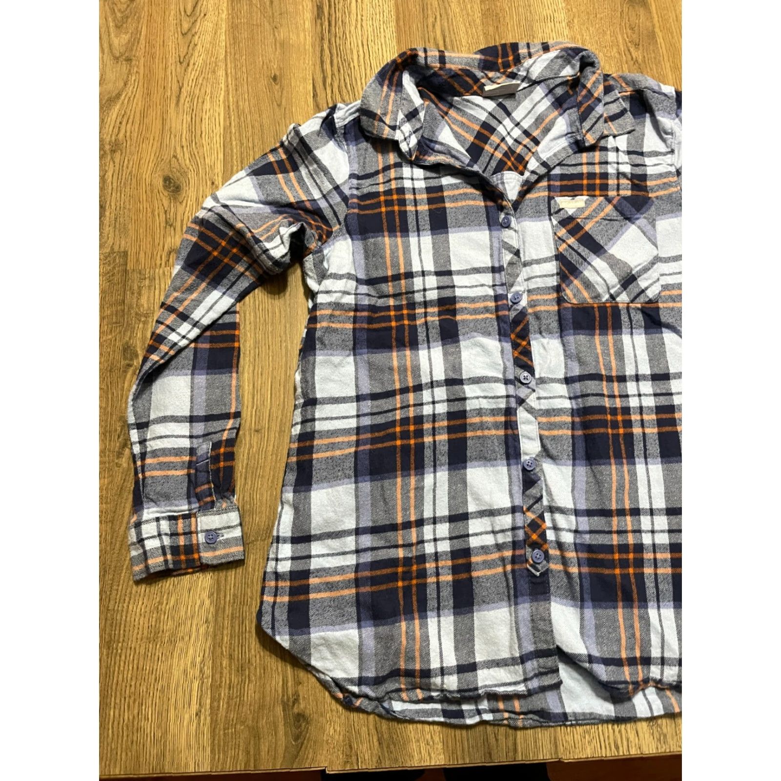 Vintage Columbia Shirt, Women's Size Large, Plaid, Button-Up, Long Sleeve, Orange, Blue, Casual, Fall, Spring, Summer, Regular Fit, Womens, Colu m bia Shirt Size L / US 10 / IT 46 - 3 Thumbnail