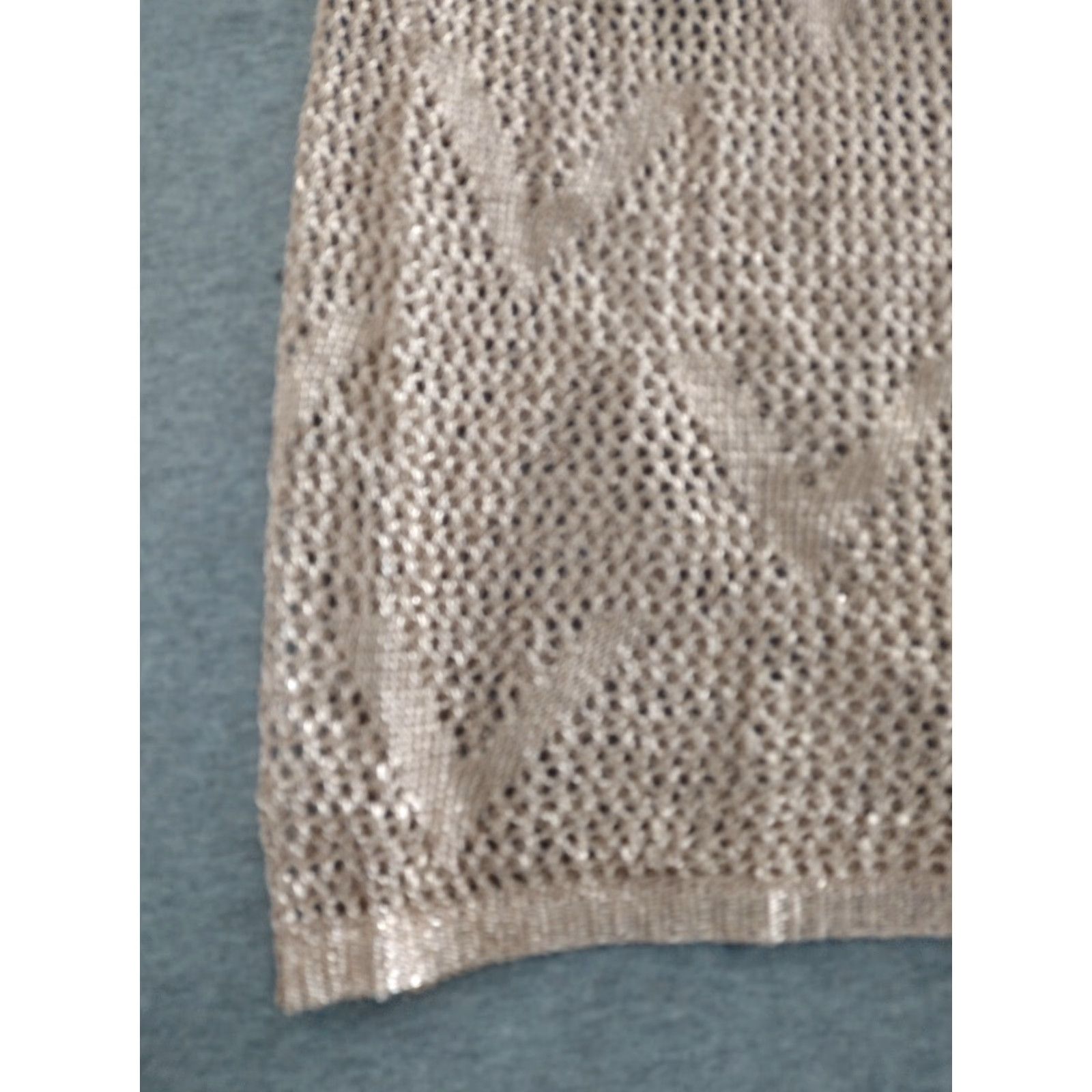 Vintage Codigo Crochet Short Knit Dress Rose Gold M Women Sleeveless V-Neck Crocheted Lightweight Bodycon Casual Summer Spring Fall Size 32" / US 10 / IT 46 - 4 Thumbnail