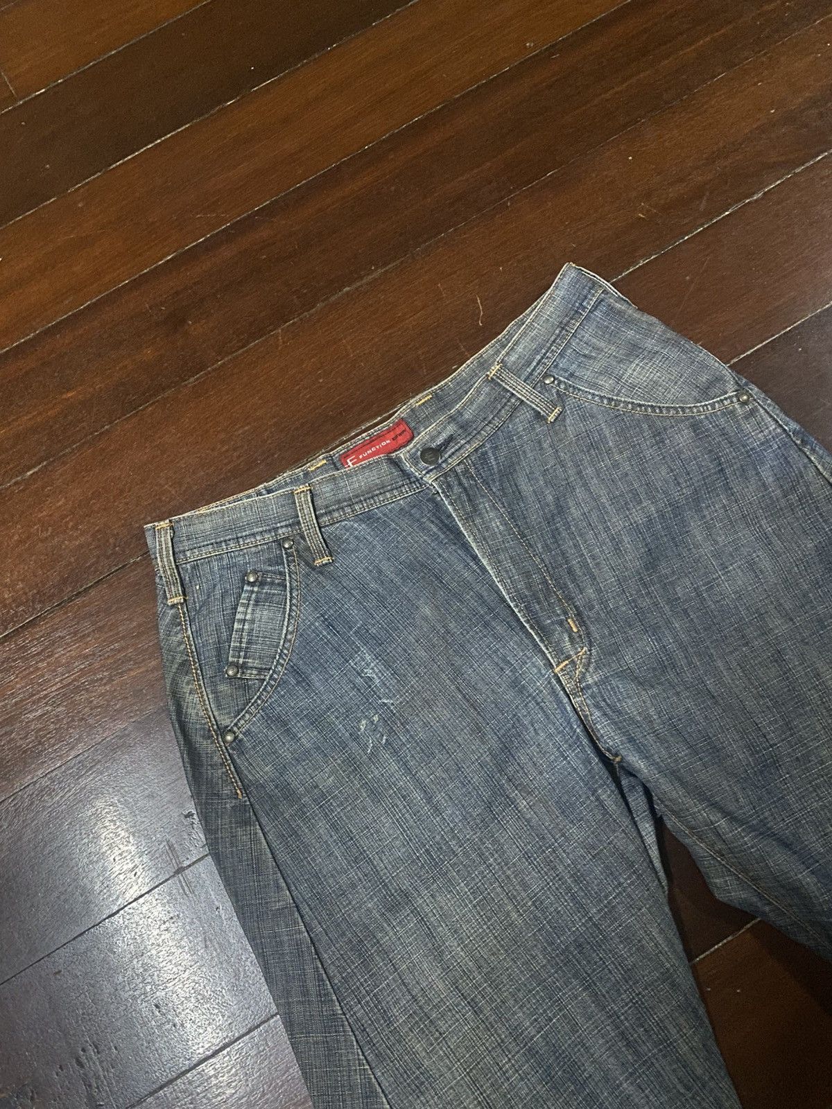 Edwin Vtg Wide Leg Jeans Edwin E Function Loose Denim Jnco Y2k Size US 35 - 7 Thumbnail