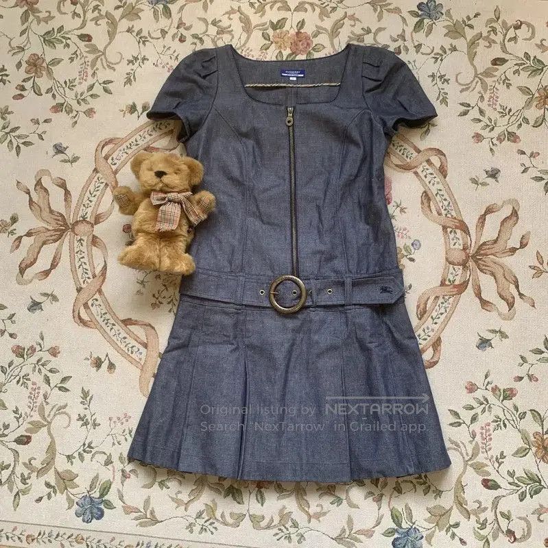 Burberry Burberry Pleated Blue Cotton Dress Size M. Size M / US 6-8 / IT 42-44 - 1 Thumbnail