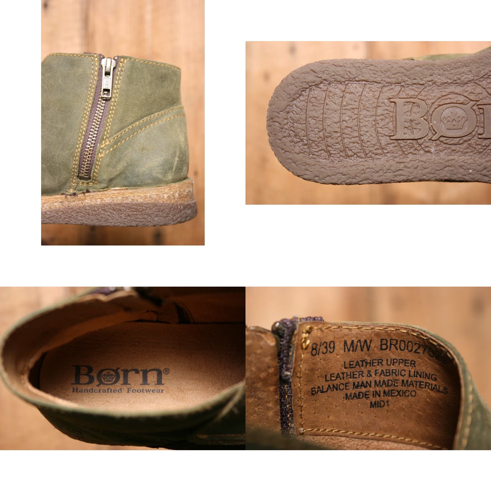 Born Børn Tora Olive Green Suede Side Zip Ankle Boots Sz. 8M Boots Women Suede Zip Bootie 8M Olive Green Børn Tora Limited? Size US 8 / IT 38 - 8 Thumbnail