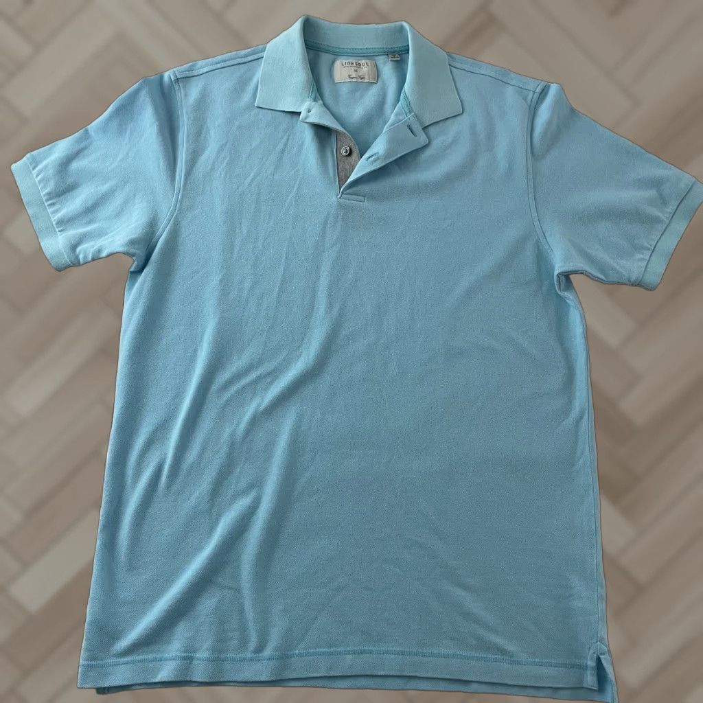 Vintage Linksoul Short Sleeve Button-Up Polo Shirt Mens Medium Solid Blue Polo Shirt Size US M / EU 48-50 / 2 - 1 Thumbnail