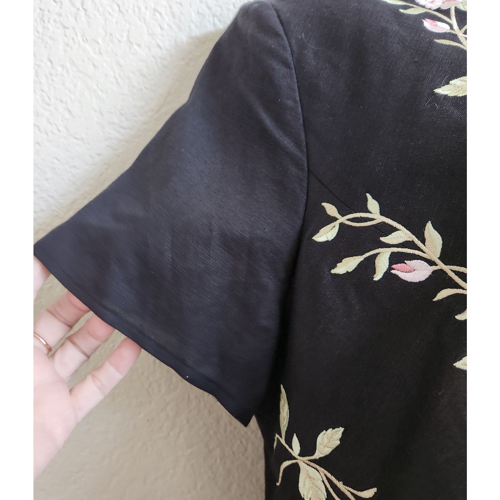 Other Plaza South Black Pink Embroidered Floral Top 18WP Lined Size XXL / US 16-18 / IT 52-54 - 3 Thumbnail