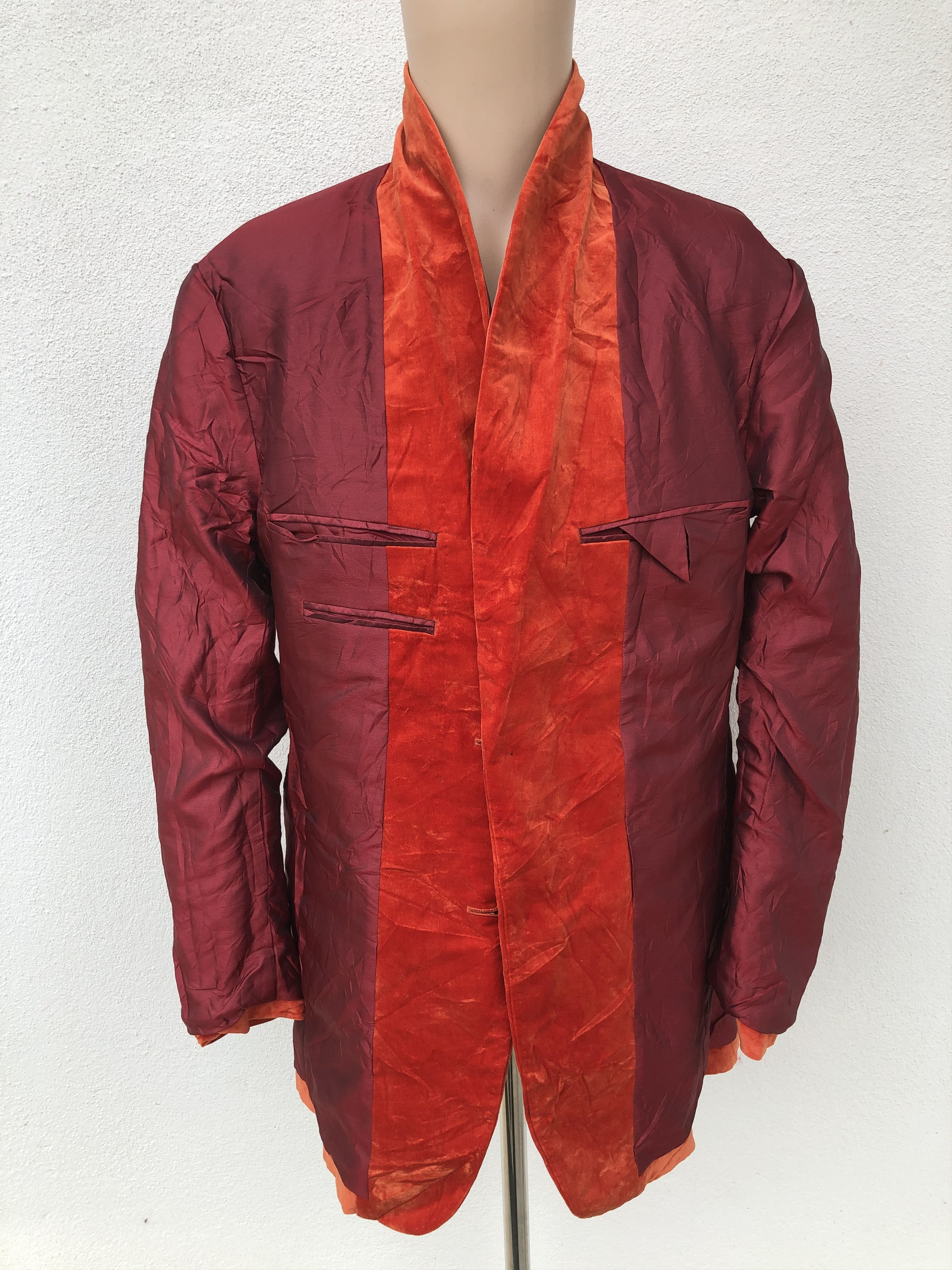 Issey Miyake Issey Miyake Orange Crushed Velvet Blazer Jacket Size US L / EU 52-54 / 3 - 7 Thumbnail
