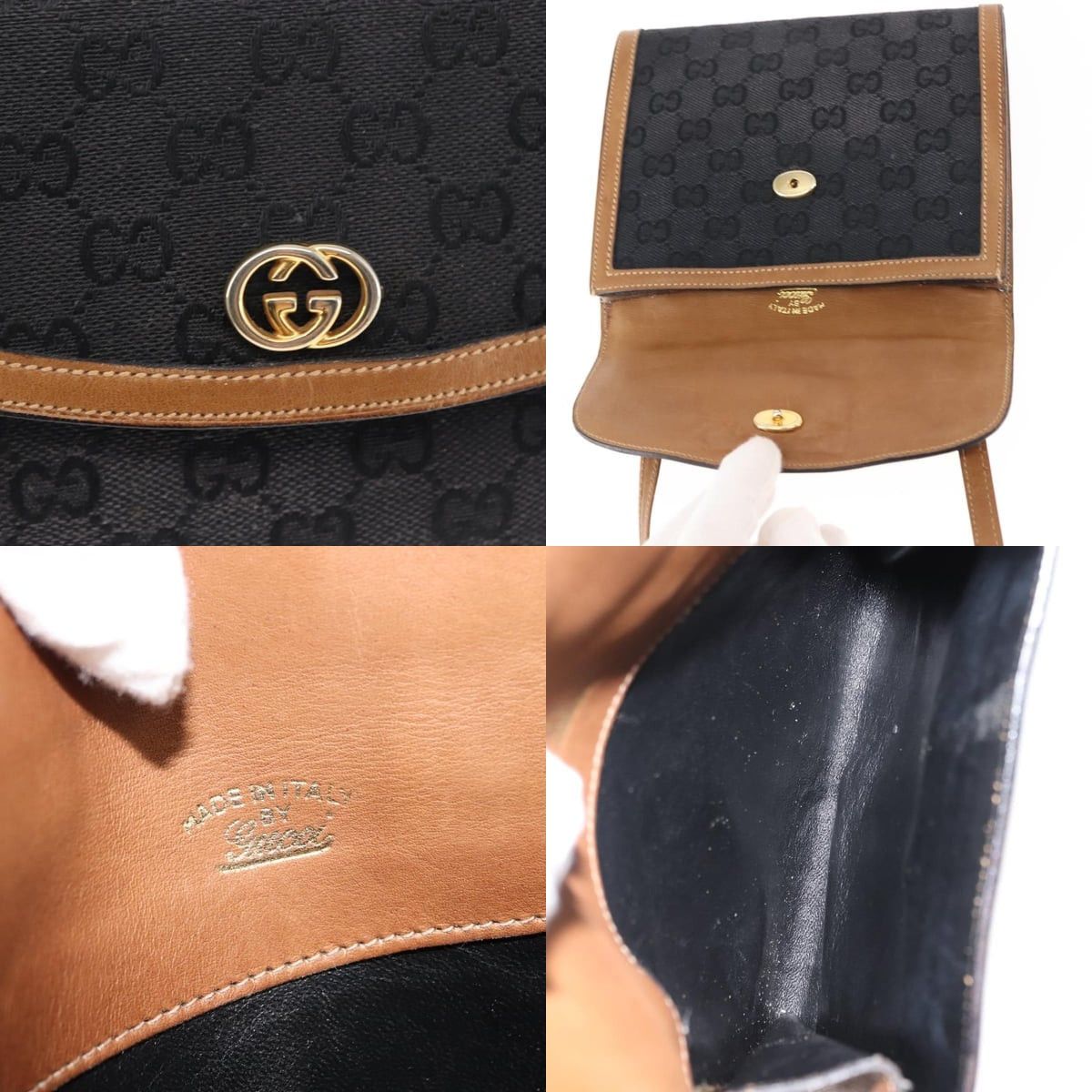 Gucci GUCCI GG Canvas Shoulder Bag Canvas Black Brown Size ONE SIZE - 11 Thumbnail