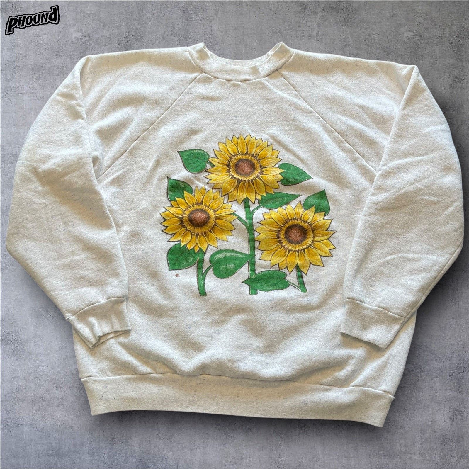 Vintage Vtg Sunflower Graphic Raglan Sweatshirt XXL White 90s USA Size US XXL / EU 58 / 5 - 1 Thumbnail