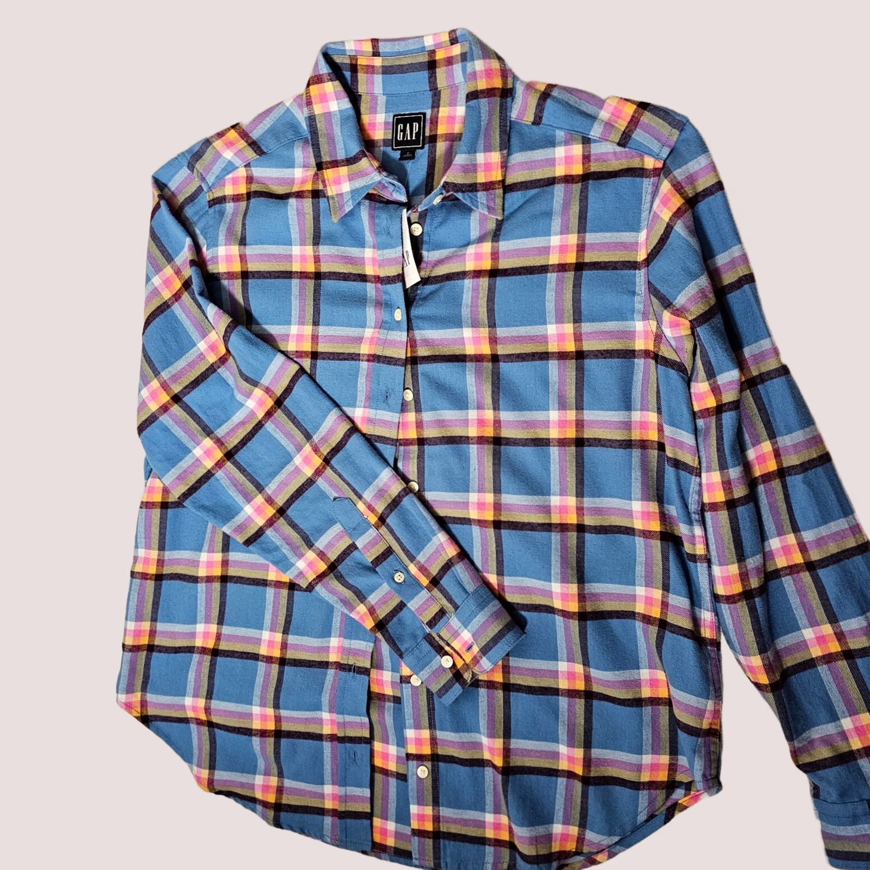 Gap GAP Button-Up Shirt Viscose Flannel Plaid Blue White M NWT Women Long Sleeve Casual Vintage: No Size M / US 6-8 / IT 42-44 - 1 Thumbnail