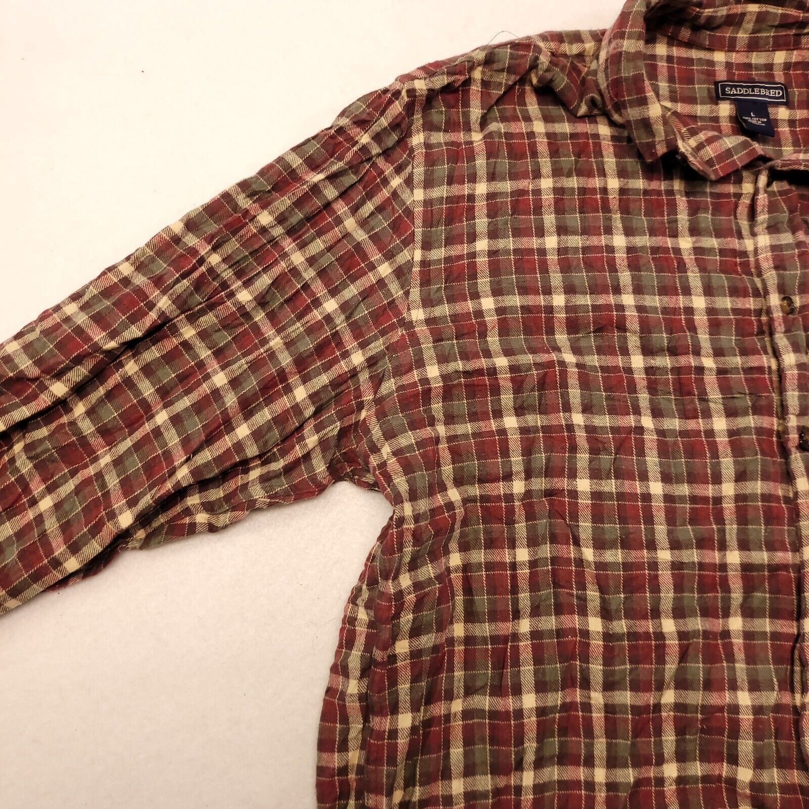 Saddlebred Saddlebred Madras Flannel Shirt Mens Size Large L Red White Size US L / EU 52-54 / 3 - 4 Thumbnail