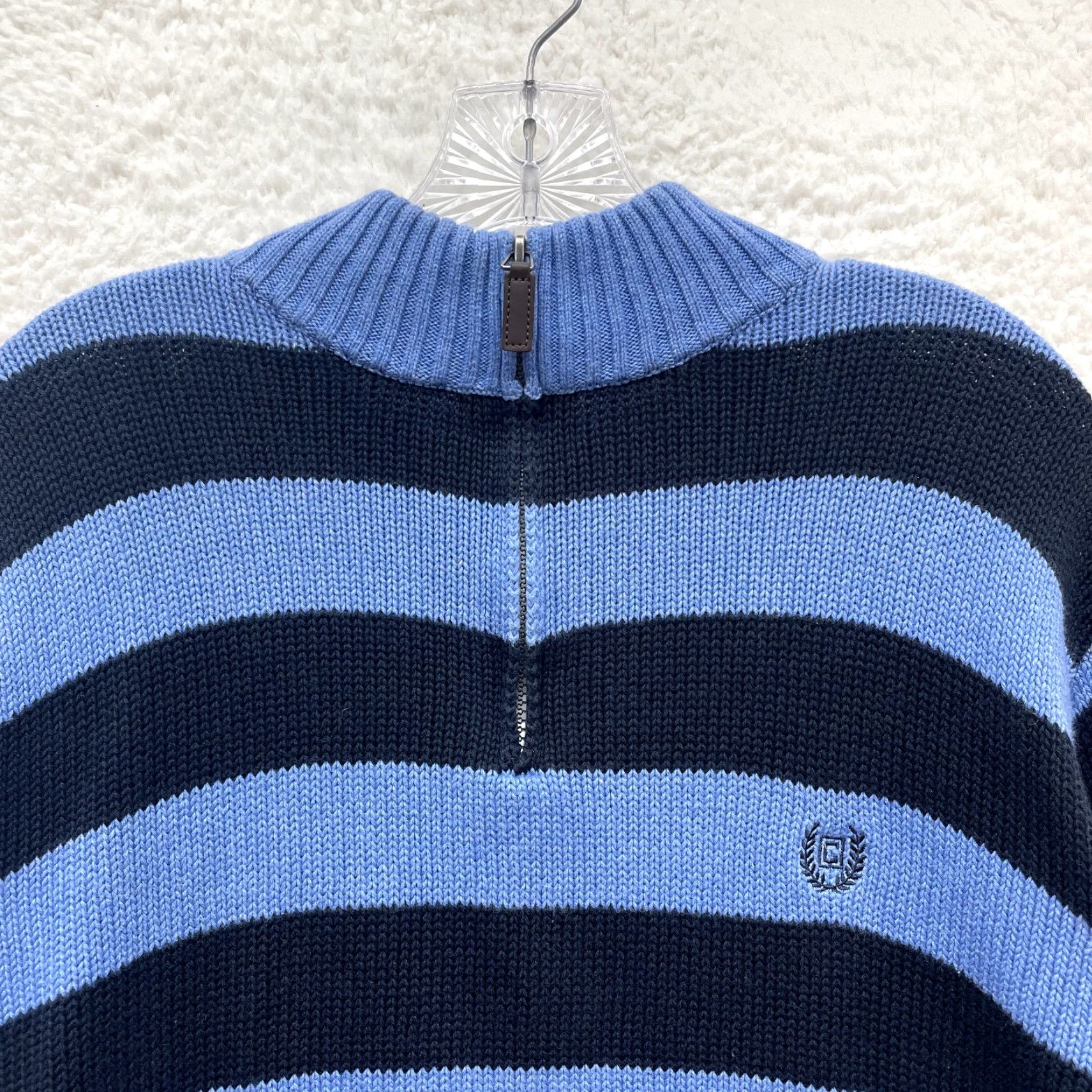 Chaps VINTAGE Chaps Sweater XL Mens Blue Striped Knit 1/4 Zip Pullover Preppy Rugby Size US XL / EU 56 / 4 - 4 Thumbnail