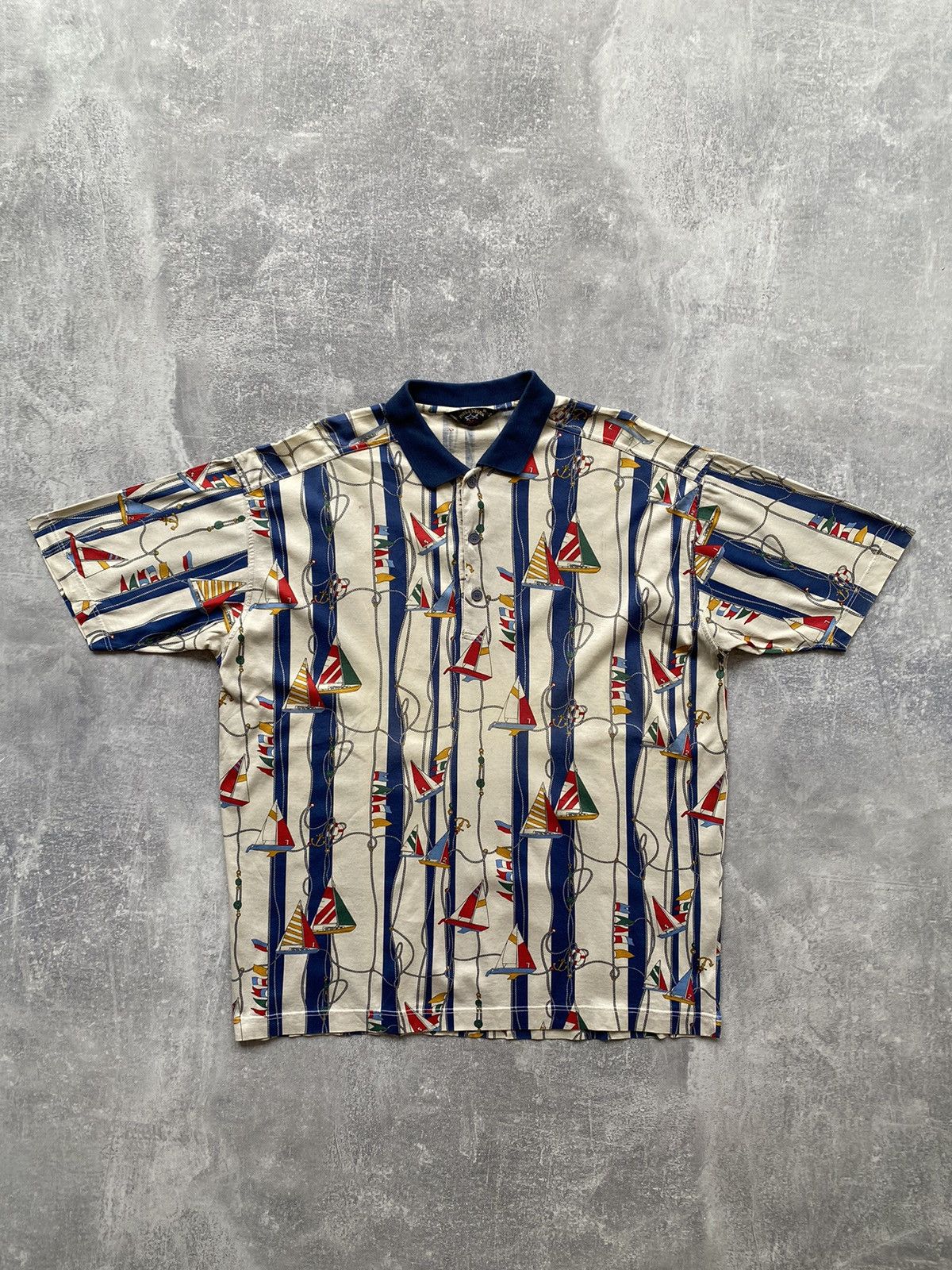 Paul & Shark × Vintage Paul & Shark Yachting Full Print Polo T-shirt Size US XL / EU 56 / 4 - 2 Thumbnail
