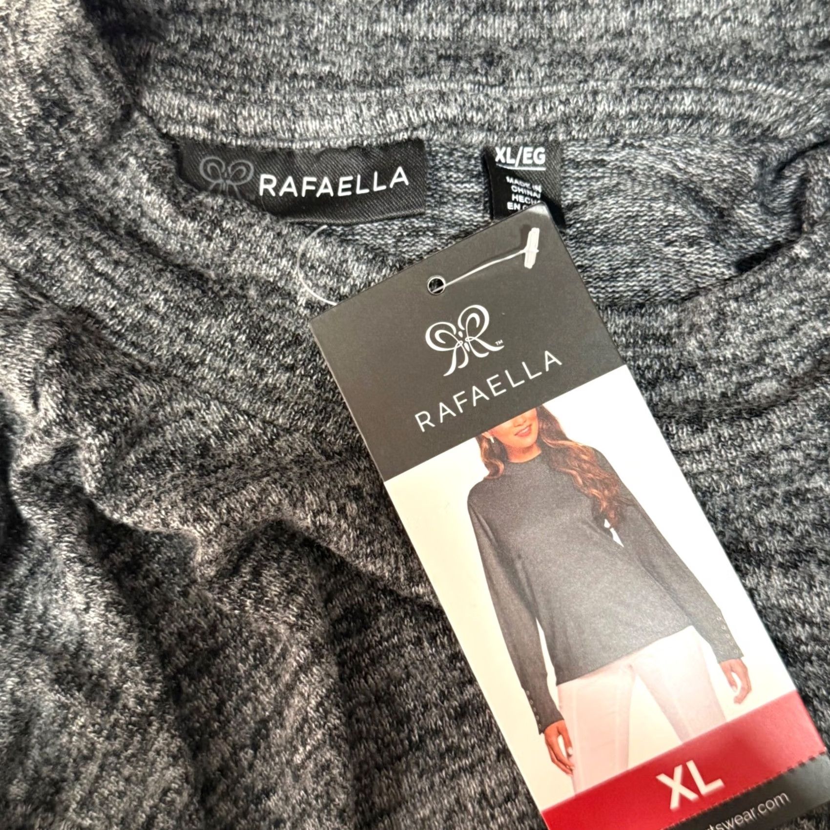 Vintage NWT Rafaella Mock Neck LS Hacci Knit Sweater Top Grommet Detail Quiet Luxury Women XL Gray Size XL / US 12-14 / IT 48-50 - 4 Thumbnail