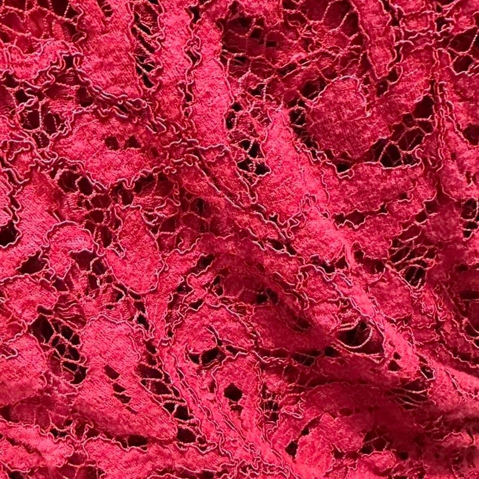 Adrianna Papell Red lace overlay pencil sleeveless cocktail dress Size L / US 10 / IT 46 - 6 Thumbnail