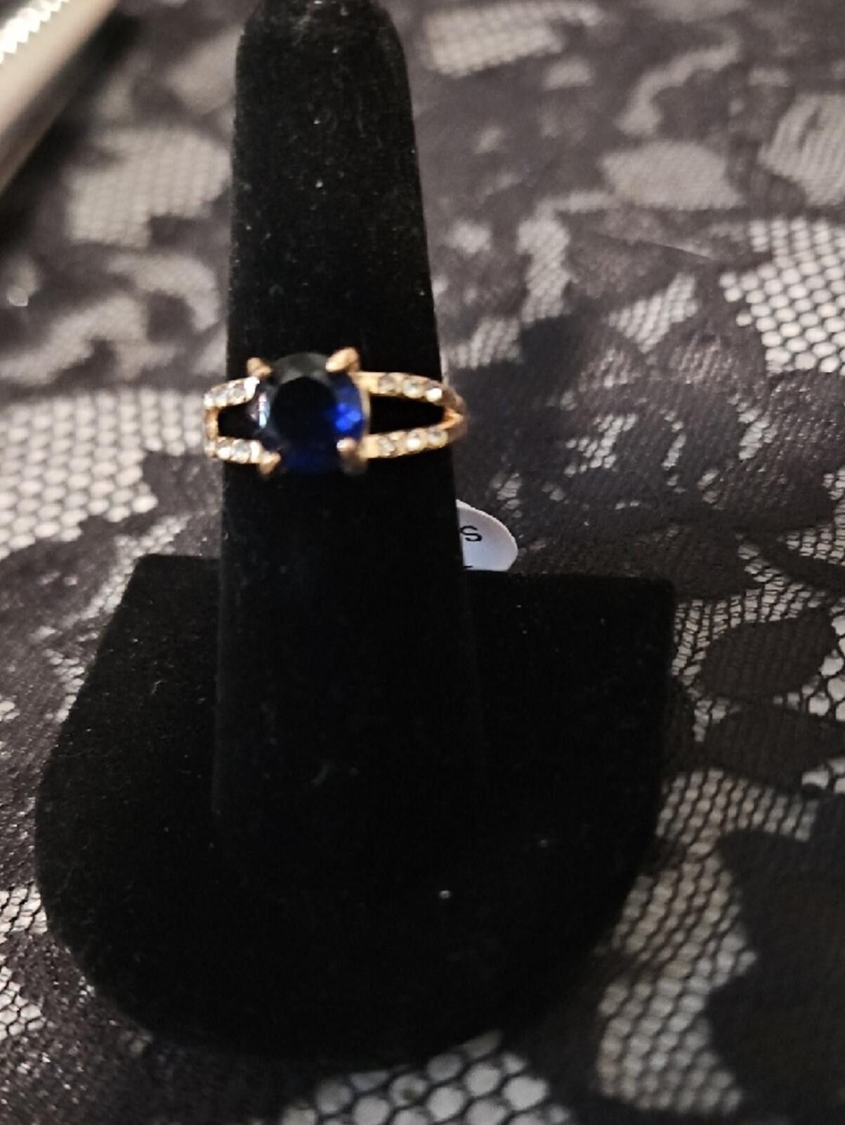 Other Gold Ring with Deep Blue Center Stone Size ONE SIZE - 2 Thumbnail