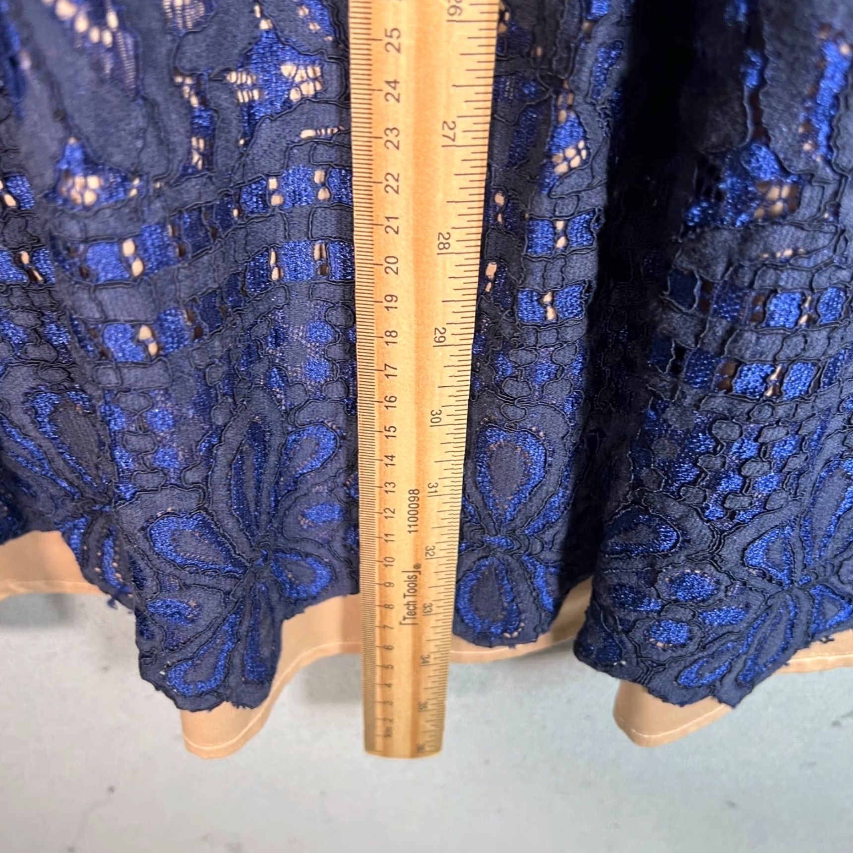 Vintage Eliza J Dress 12 Blue Lace Bell Sleeve Cocktail Floral Overlay Womens Size XL / US 12-14 / IT 48-50 - 6 Thumbnail
