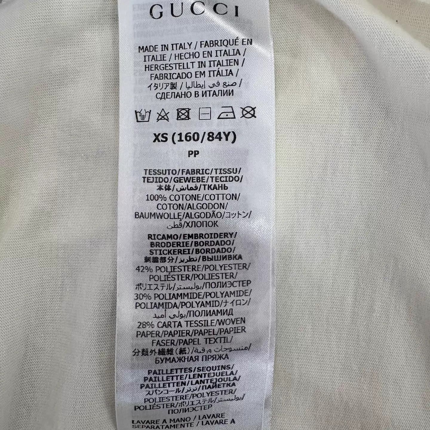 Gucci Gucci Cherry Sequin Embroidered White T-shirt XS Size US XS / EU 42 / 0 - 4 Thumbnail