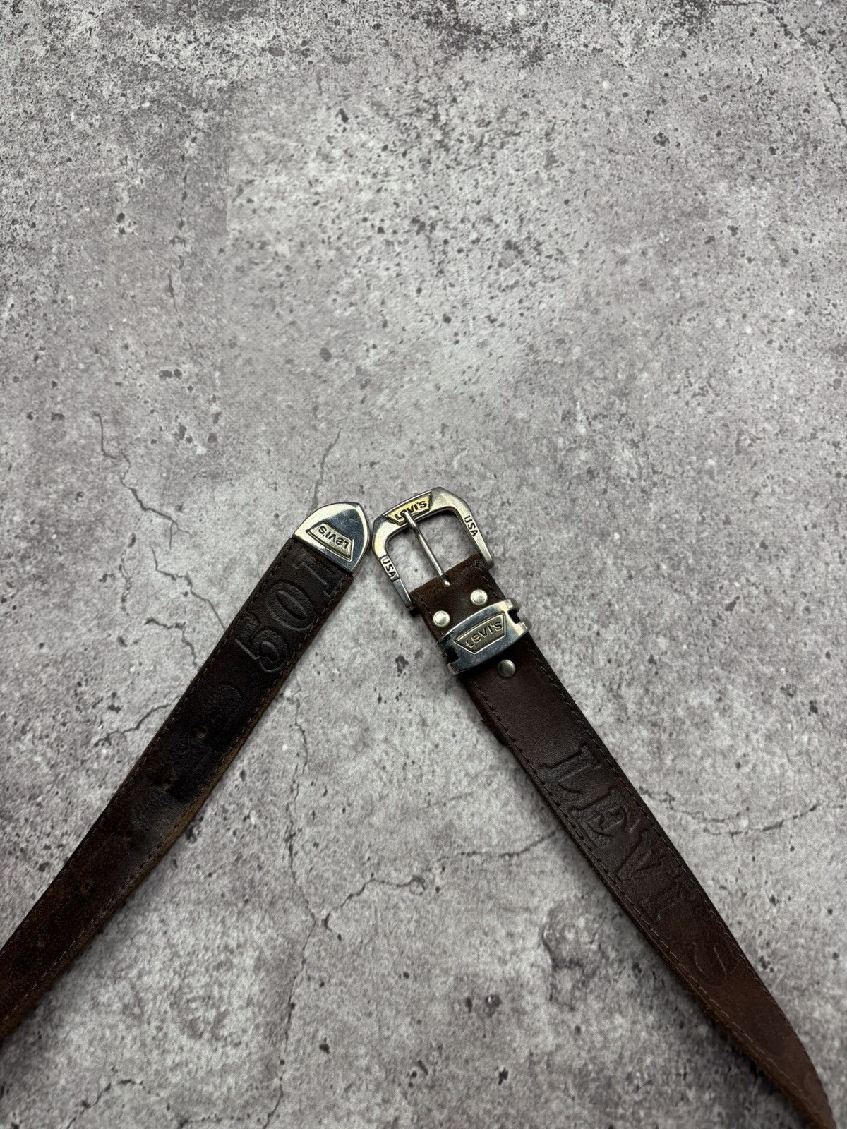Levi's Vintage Clothing Vintage 90s Levi’s 501 Brown Leather Y2K Belt Cowboy Western Size ONE SIZE - 4 Thumbnail