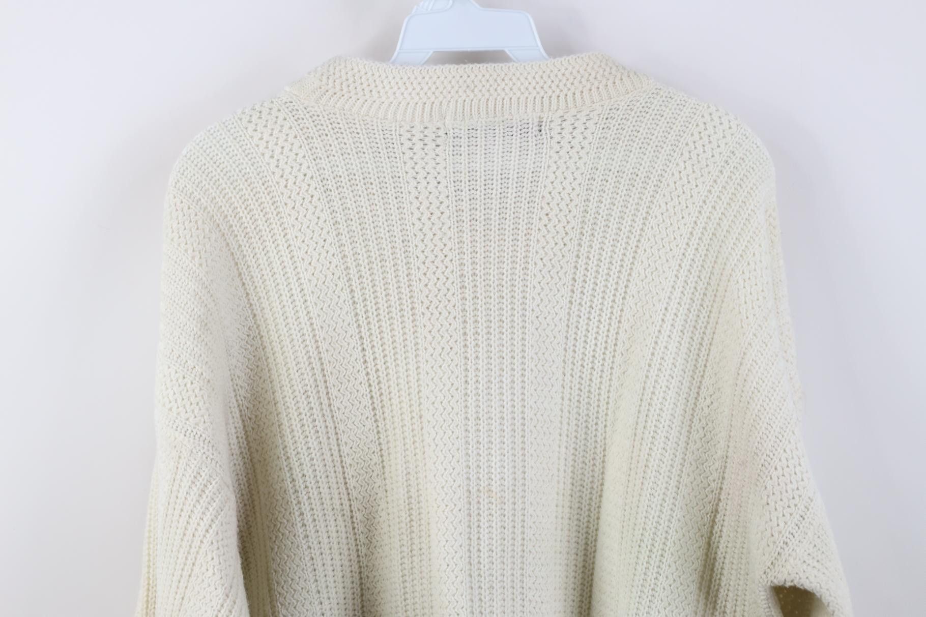 Vintage Vintage 70s Streetwear Zig Zag Ribbed Knit Sweater Cream USA Size US L / EU 52-54 / 3 - 11 Thumbnail