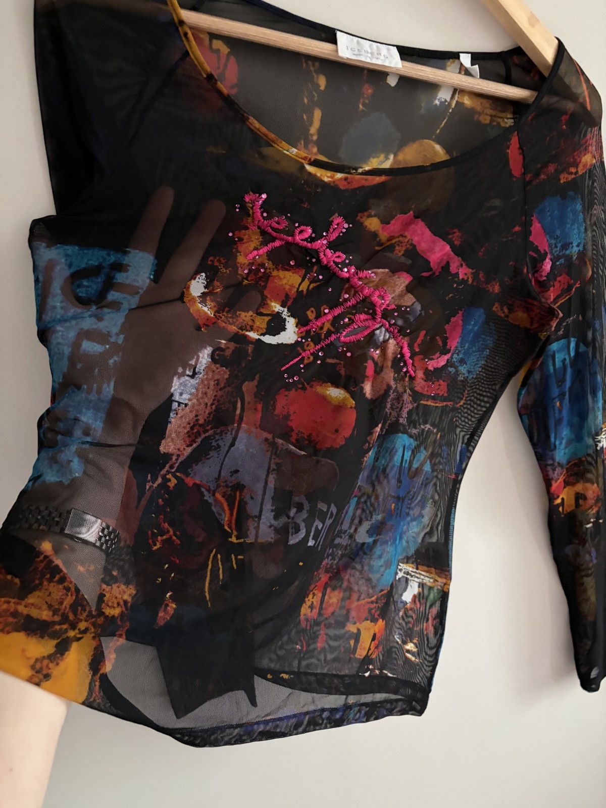 Iceberg Iceberg Multicolor Abstract Mesh Long Sleeve Top Size XL / US 12-14 / IT 48-50 - 5 Thumbnail