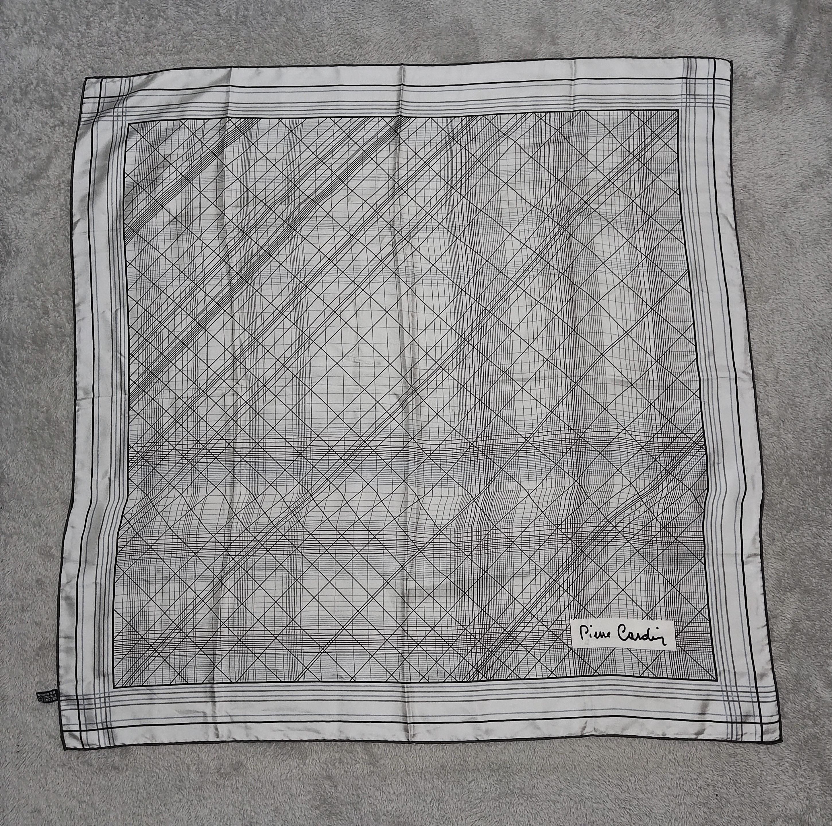 Pierre Cardin Pierre Cardin Neckerchief Black White Abstract Grid Design Size ONE SIZE - 3 Thumbnail