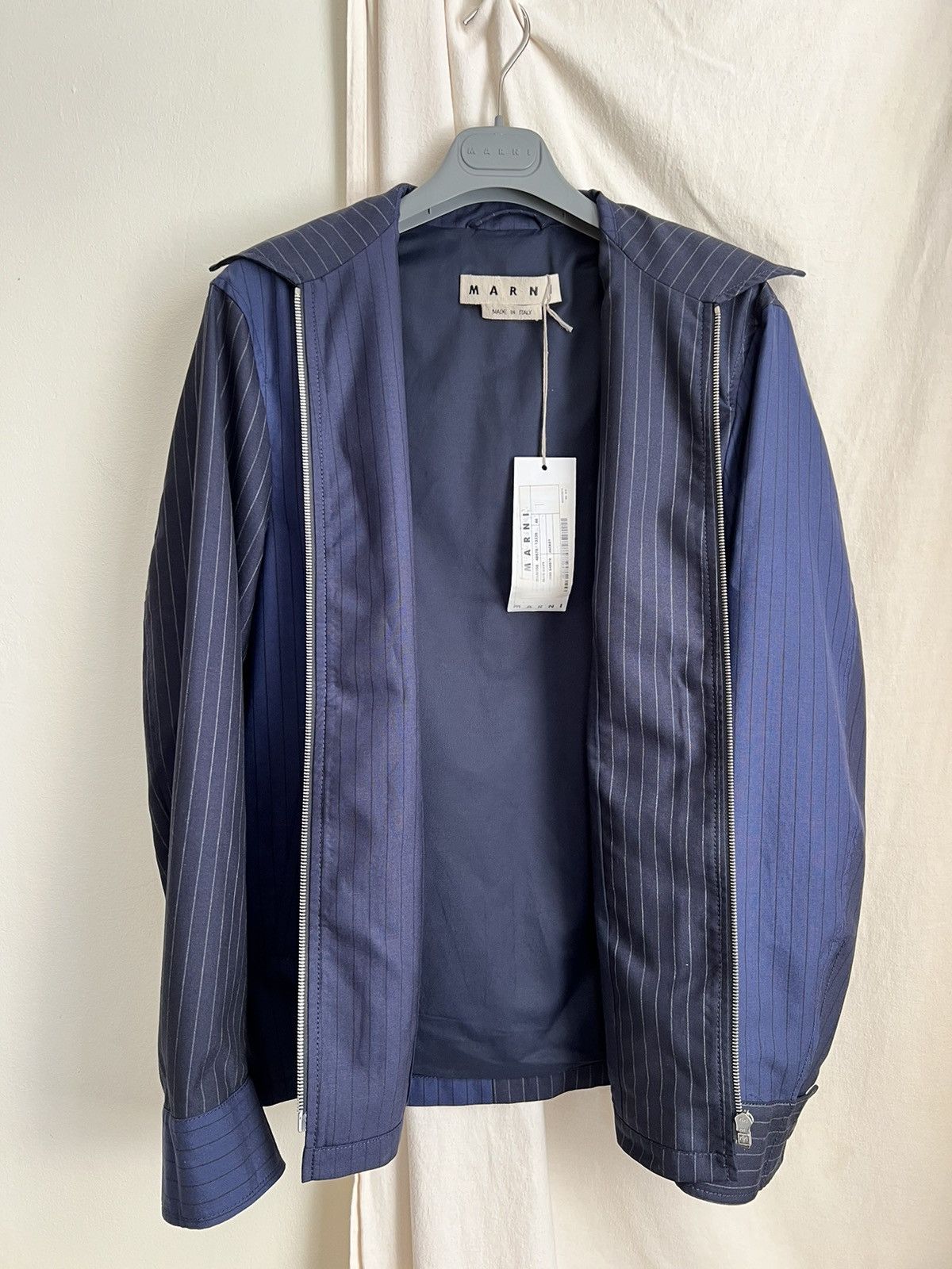Marni MARNI Mixed Pinstripe Wool Zip Jacket S/S 2018 sz 46 Size US S / EU 44-46 / 1 - 5 Thumbnail