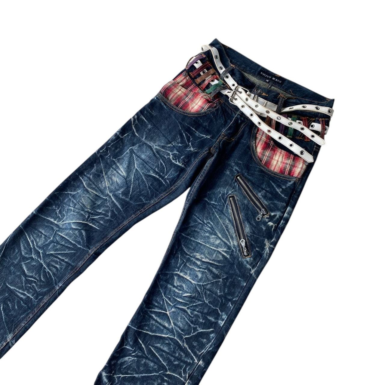 Japanese Brand Harajuku Y2K Nylaus Japan Double-Waist Belted Jean Ghostclaw Size US 29 - 4 Thumbnail