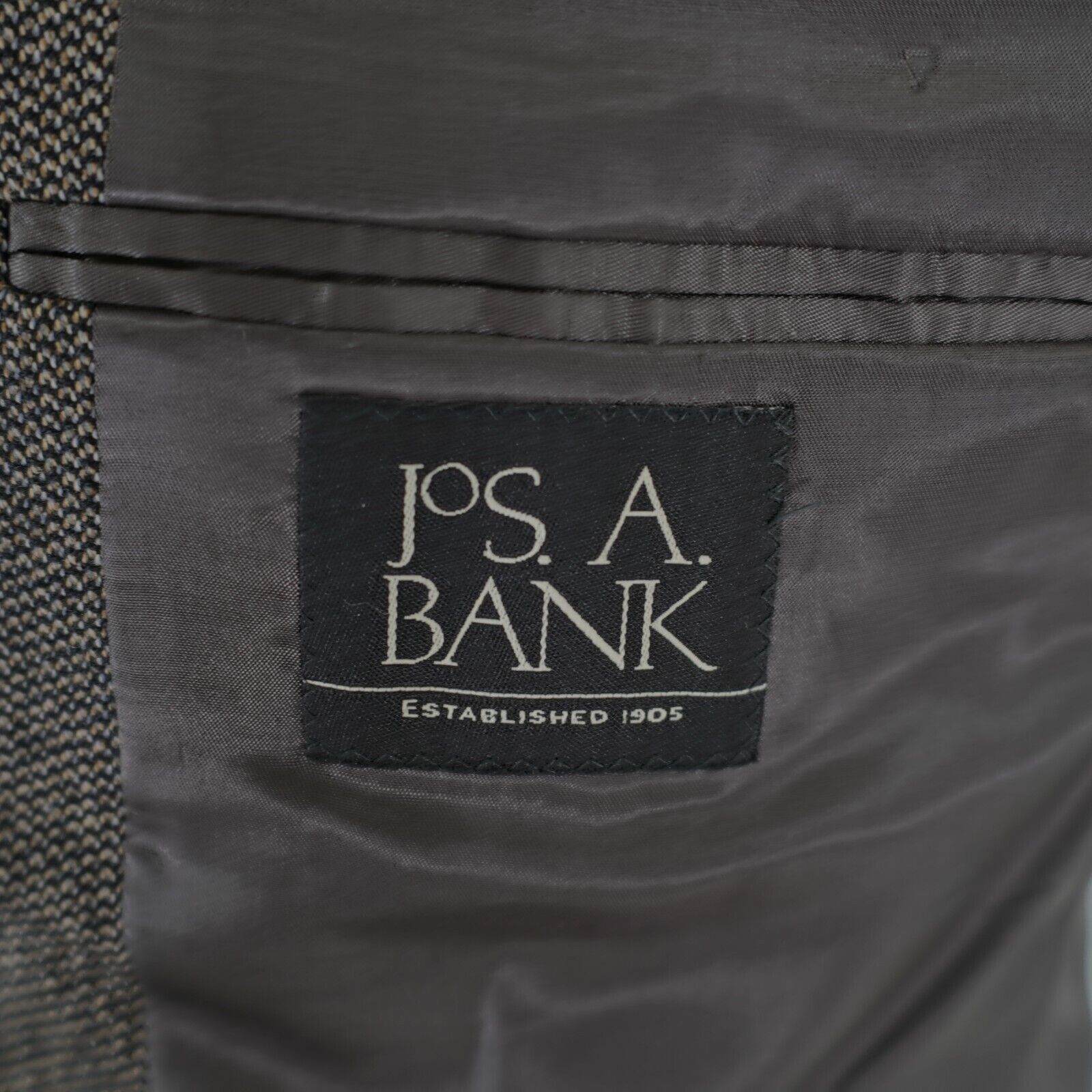 Jos. A. Bank Jos A Bank Tweed Wool Black & Tan Check 2 Button Sport Coat Size 40R - 8 Thumbnail