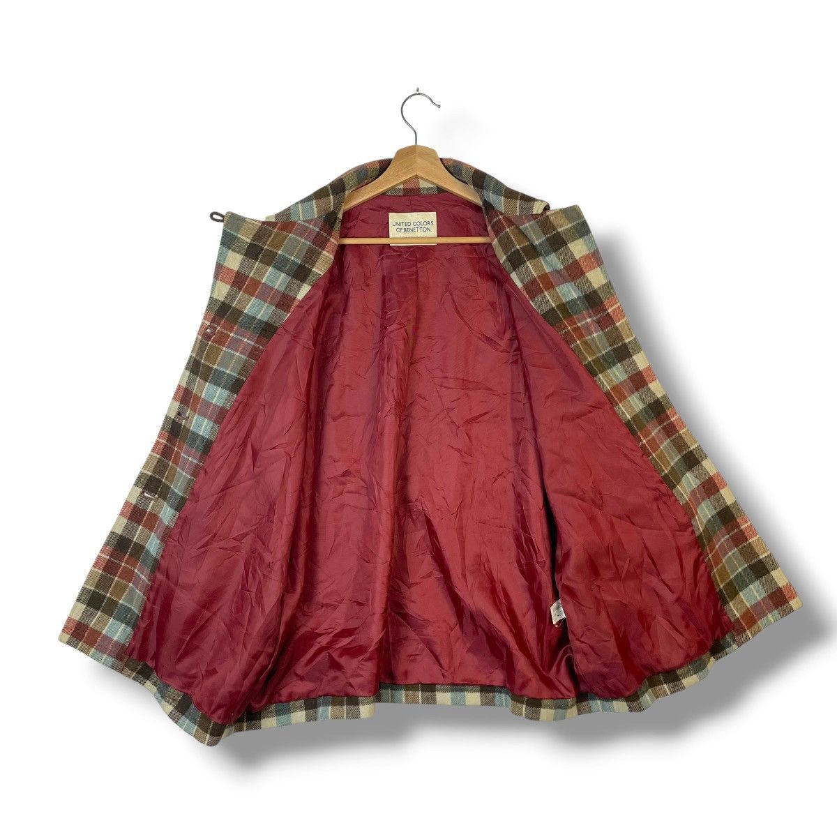 United Colors Of Benetton UNITED COLORS OF BENETTON PLAID WOOL DUFFLE JACKET Size US XL / EU 56 / 4 - 4 Thumbnail