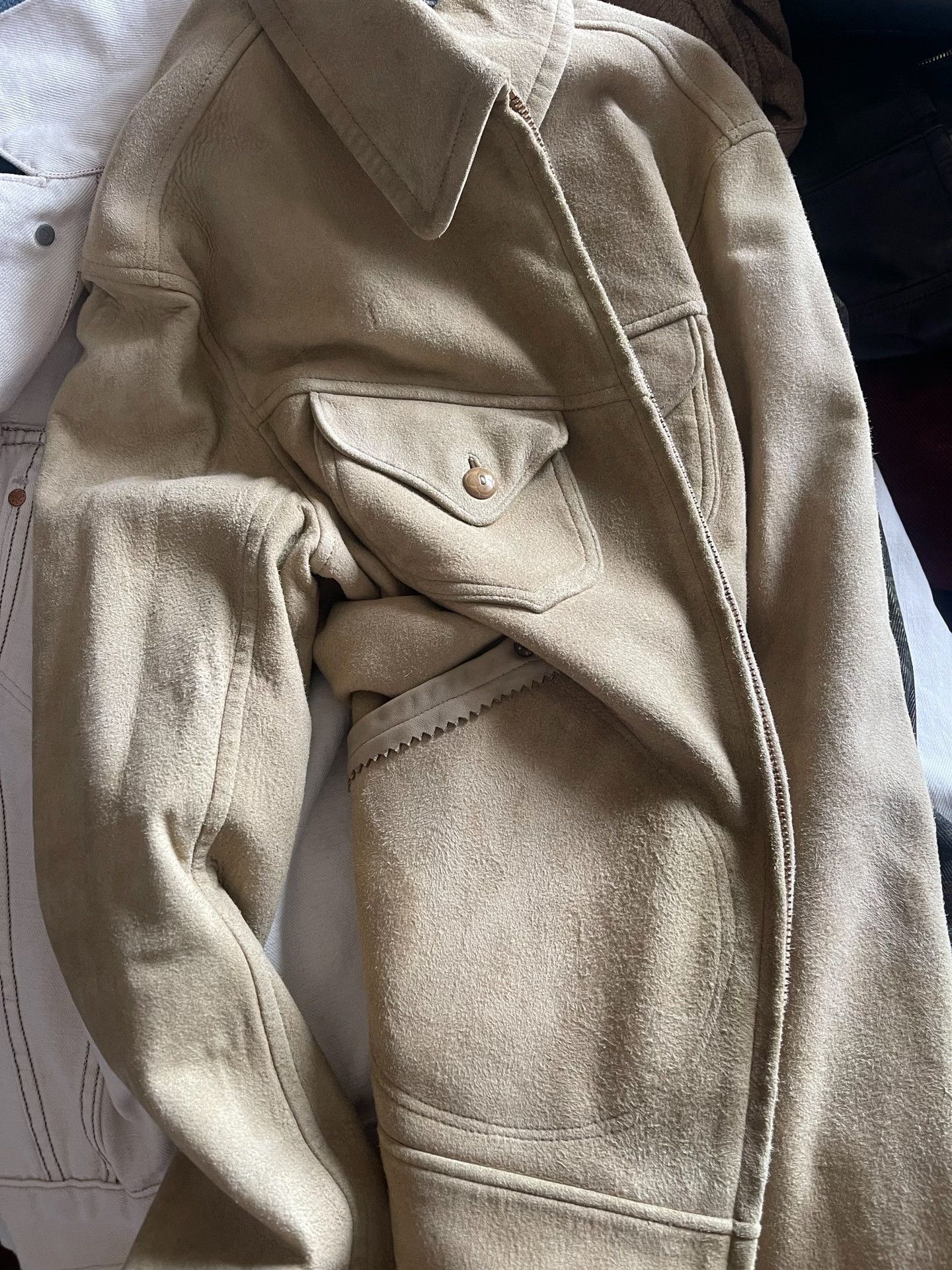 RRL Ralph Lauren RRL Beige Suede Leather Jacket Size US S / EU 44-46 / 1 - 4 Thumbnail