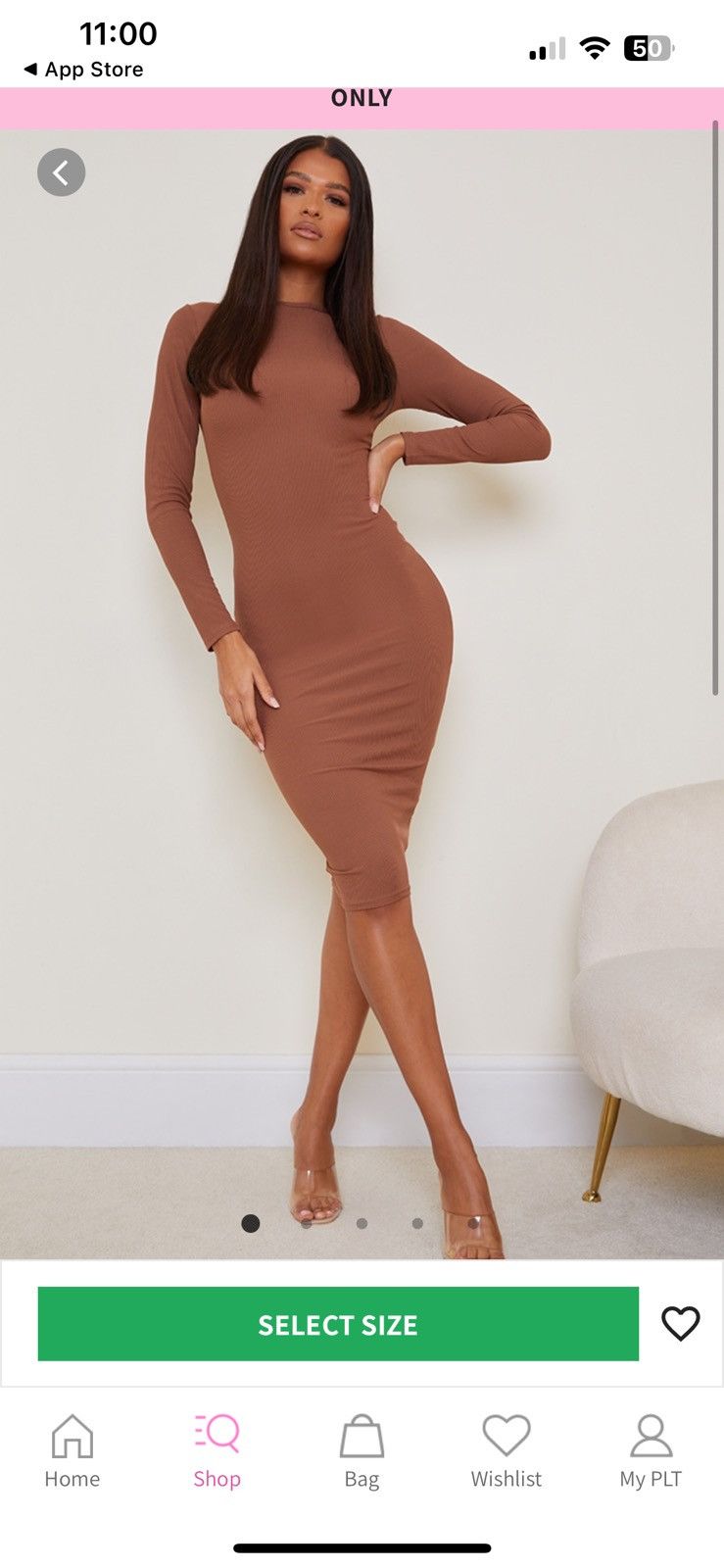 Other PLT Basic Chocolate Brown Midi Dress Size S / US 4 / IT 40 - 1 Thumbnail