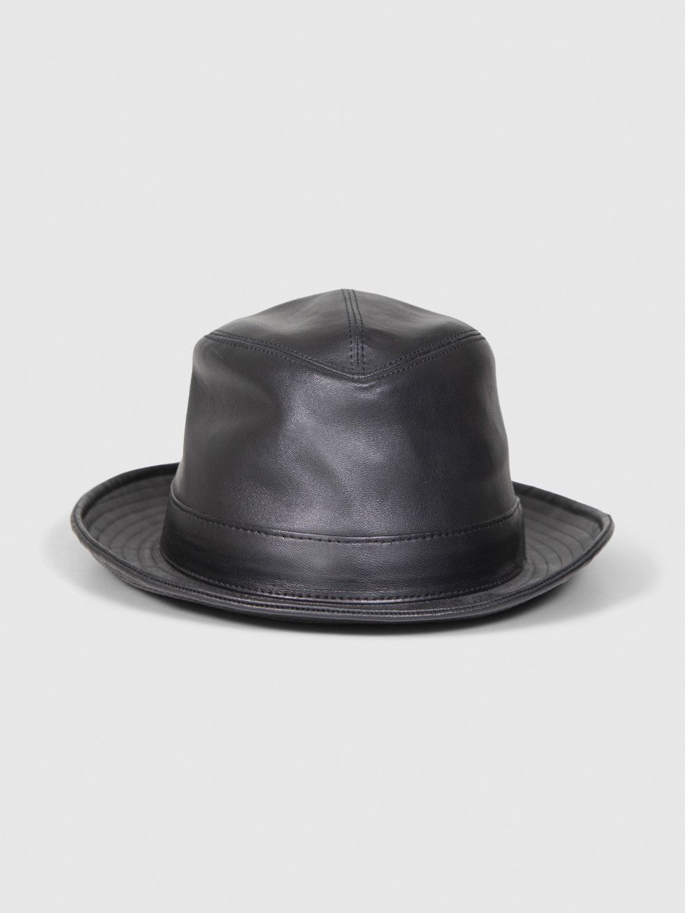 Borsalino Black Leather Fedora Hat Size ONE SIZE - 1 Thumbnail