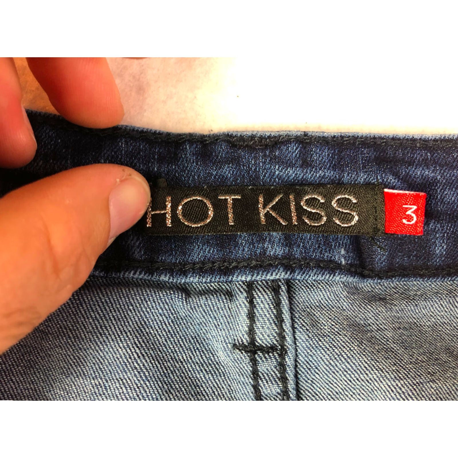 Vintage Kiss Juniors Size 3 25" Waist Measured Blue Jean Skirt Button Closure Size 26" / US 2 / IT 38 - 3 Thumbnail
