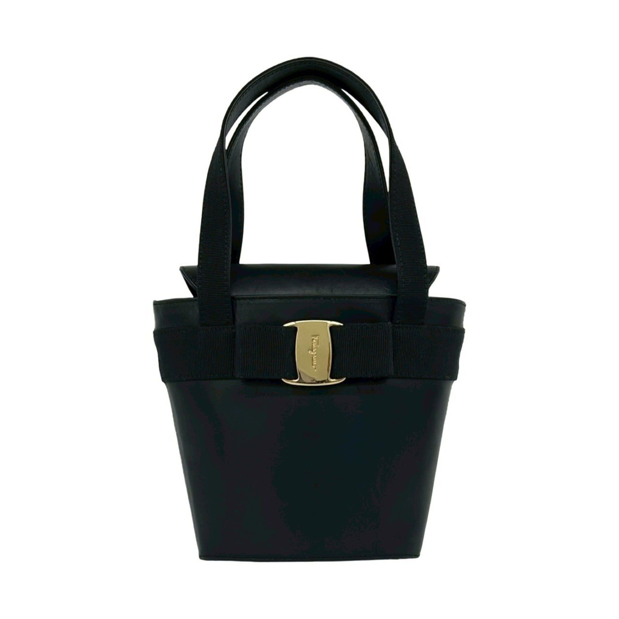 Salvatore Ferragamo Salvatore Ferragamo Vara Ribbon Leather Mini Tote Bag, Black, 15915 Size ONE SIZE - 1 Thumbnail