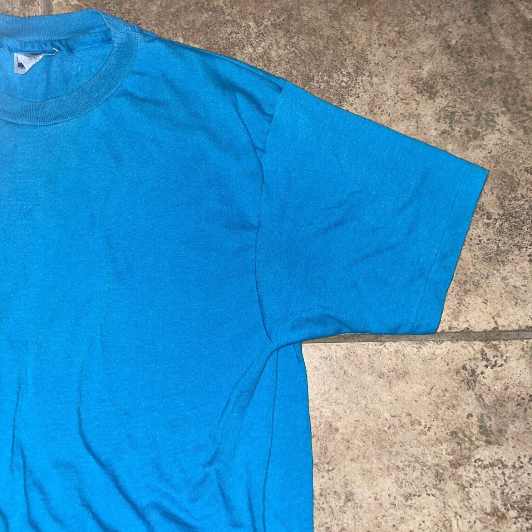 Hanes VINTAGE Hanes Fifty-Fifty T-Shirt Shirt Men L Blue Stitch Outdoor Mens Size US L / EU 52-54 / 3 - 2 Thumbnail