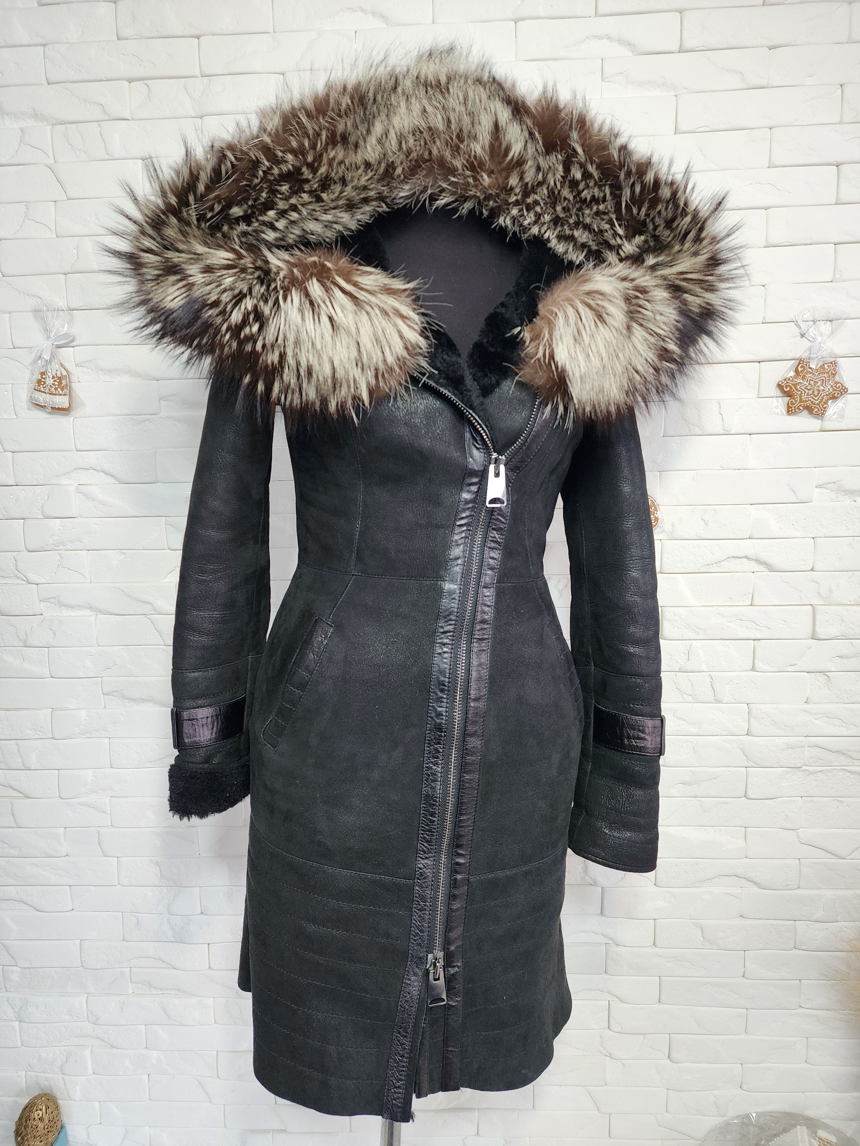 Furla Brown Sheepskin Coat: Women's Fur Hood Winter Coat Size S / US 4 / IT 40 - 1 Thumbnail
