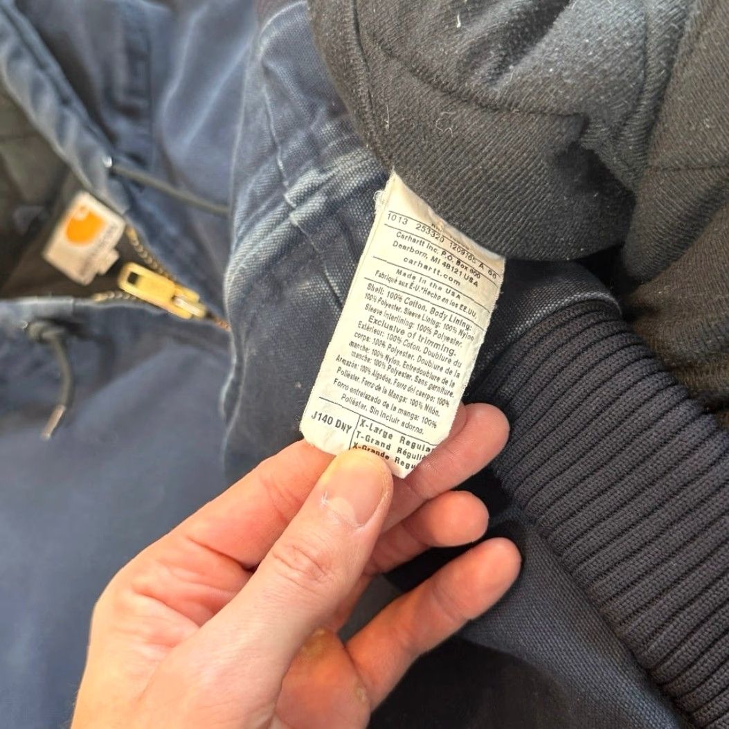 Carhartt VINTAGE Carhartt Blue Hooded Jacket XL Canvas Quilt Lined J140-DNY, 90s, Active Jacket, Zip, Regular, Men, Winter Fall Spring, Travel Workwear Size US XL / EU 56 / 4 - 3 Thumbnail