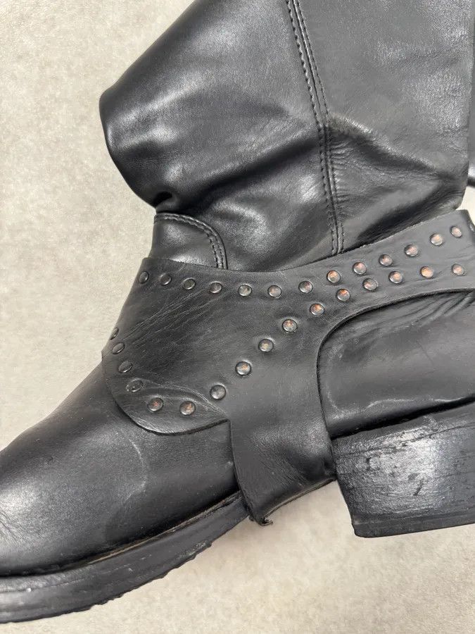 Marithe + Francois Girbaud 2010s Marithé + François Girbaud Black Rock Western Ankle Leather Boots Size US 8 / IT 38 - 5 Thumbnail