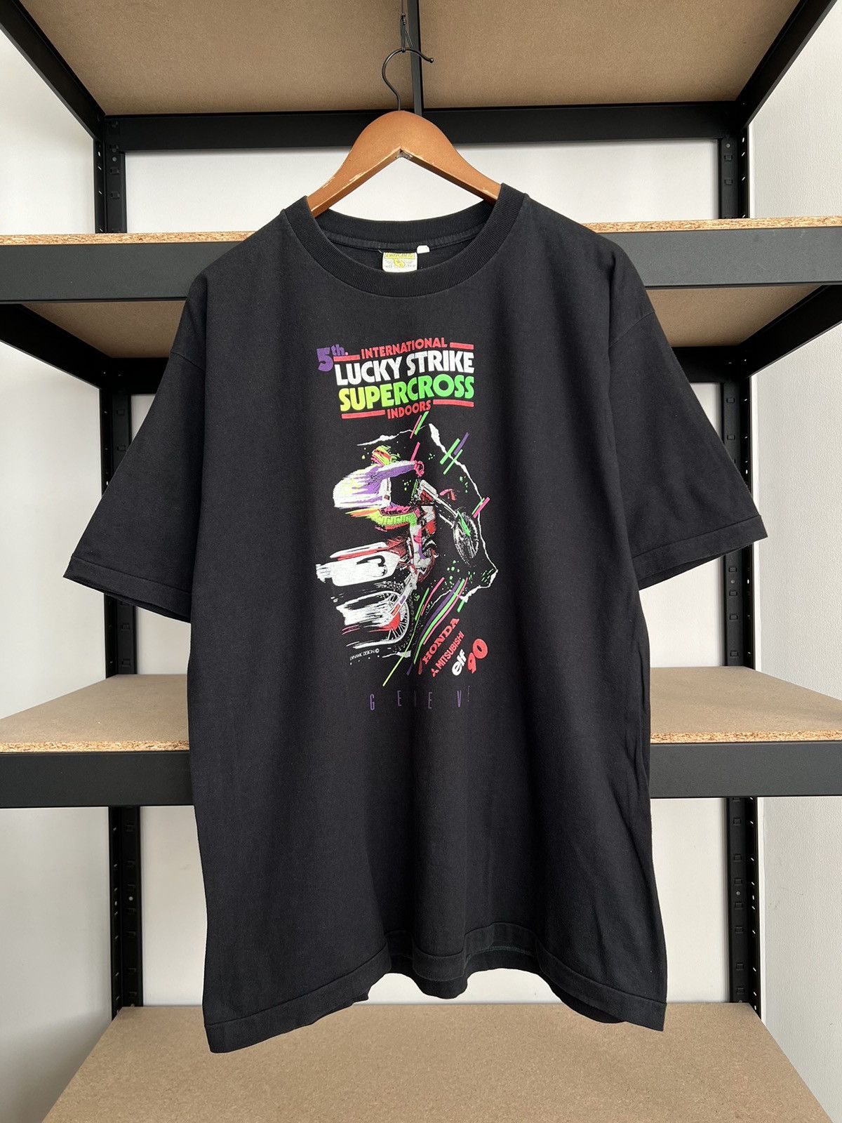 Vintage Vintage 90s Supercross Lucky Strike Honda Team Elf T-shirt Size US XL / EU 56 / 4 - 1 Thumbnail