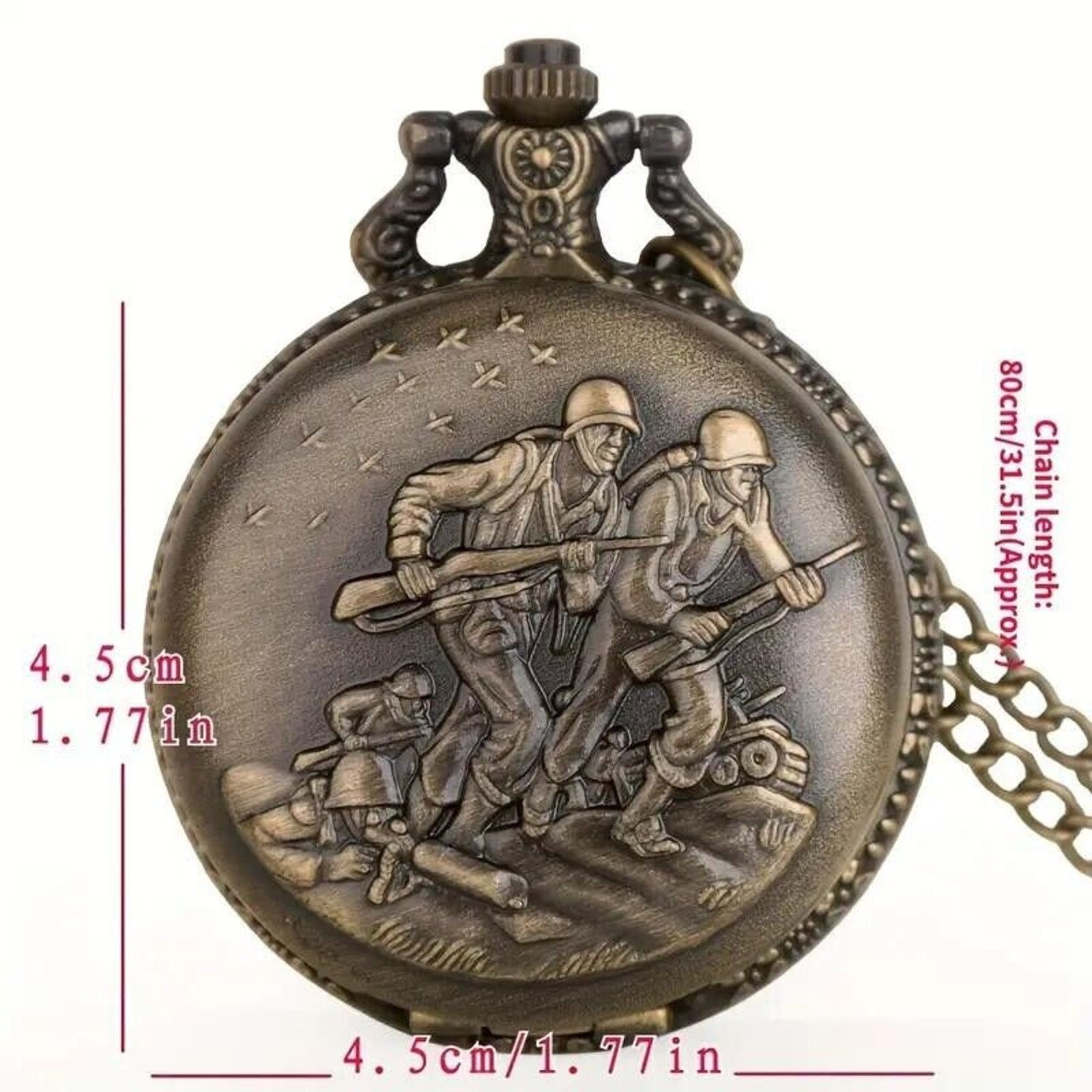 Other Bronze Quartz Pocket Watch Army Marine Military War Size ONE SIZE - 6 Thumbnail