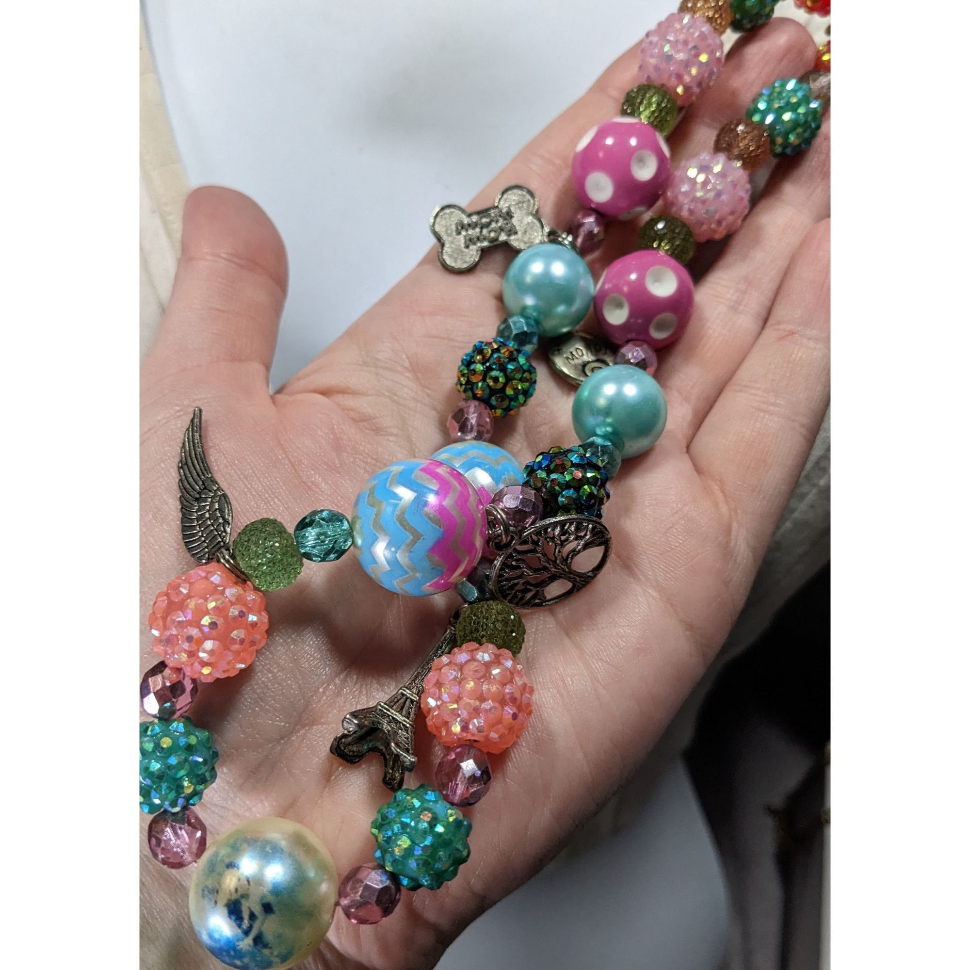 Handmade Candycore Bubblegum Rainbow Necklace With Charms Size ONE SIZE - 7 Thumbnail