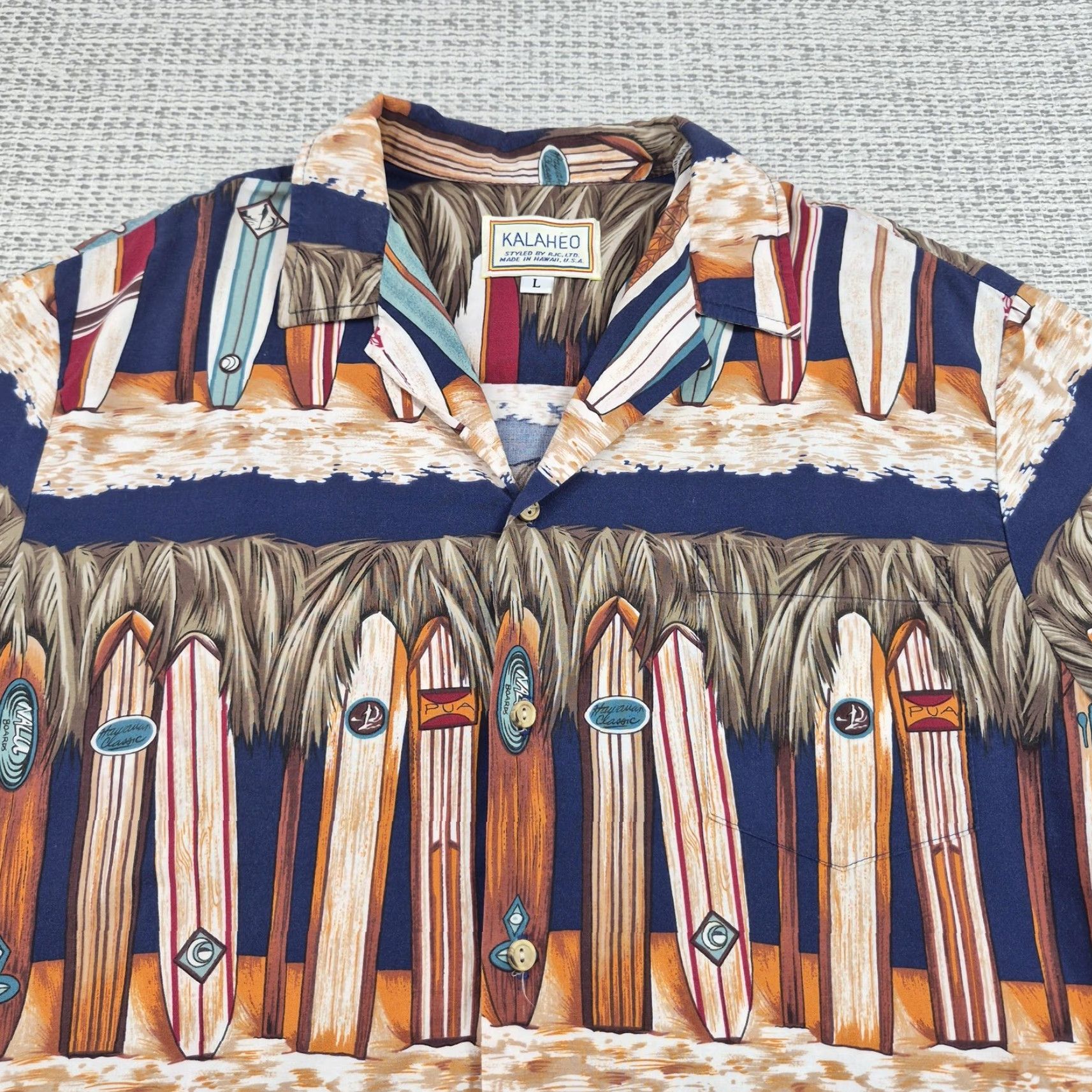 ALOHAS VINTAGE Kalaheo Hawaiian Shirt Mens Large Button-Up Surfboard Aloha Hawaii USA Made Size US L / EU 52-54 / 3 - 4 Thumbnail