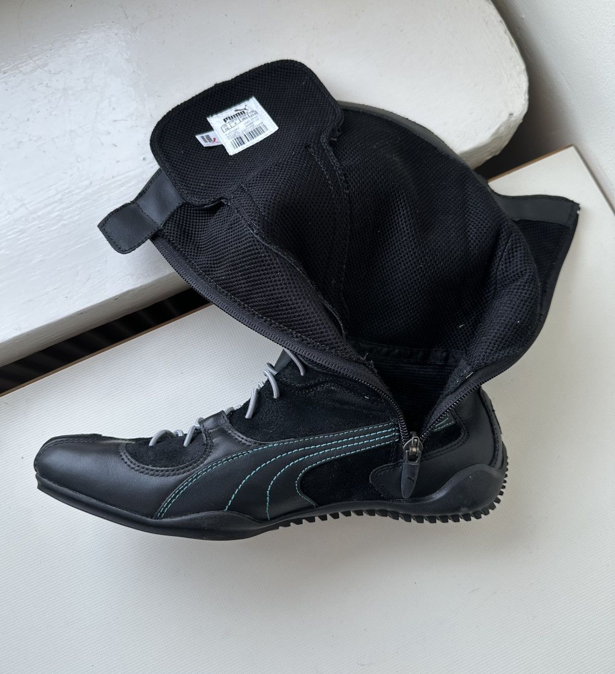 Puma Puma London Trail mid black leather biker boots side zip Size US 8.5 / IT 38.5 - 8 Thumbnail