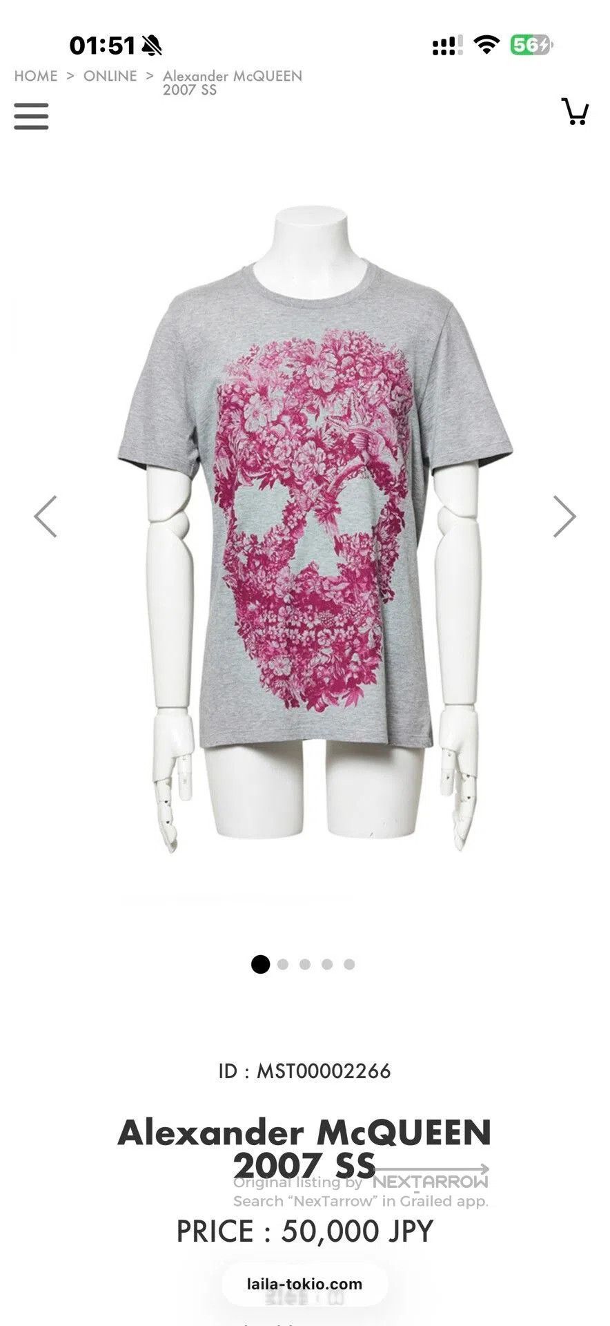 Alexander McQueen pink floral skull print short sleeve t-shirt. Size US L / EU 52-54 / 3 - 2 Thumbnail