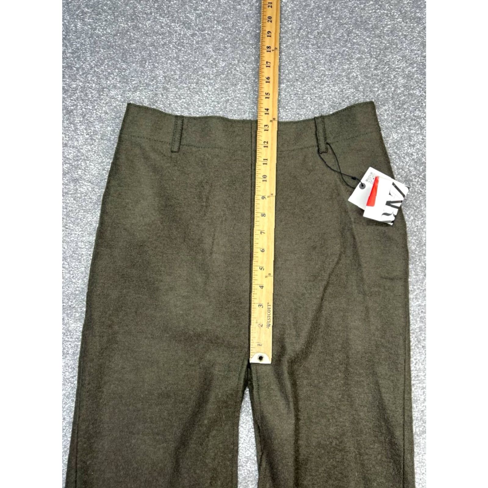 Zara Zara Womens Pants Green High Rise Straight Leg Slits Side Zip Regular size S Size 28" / US 6 / IT 42 - 7 Thumbnail