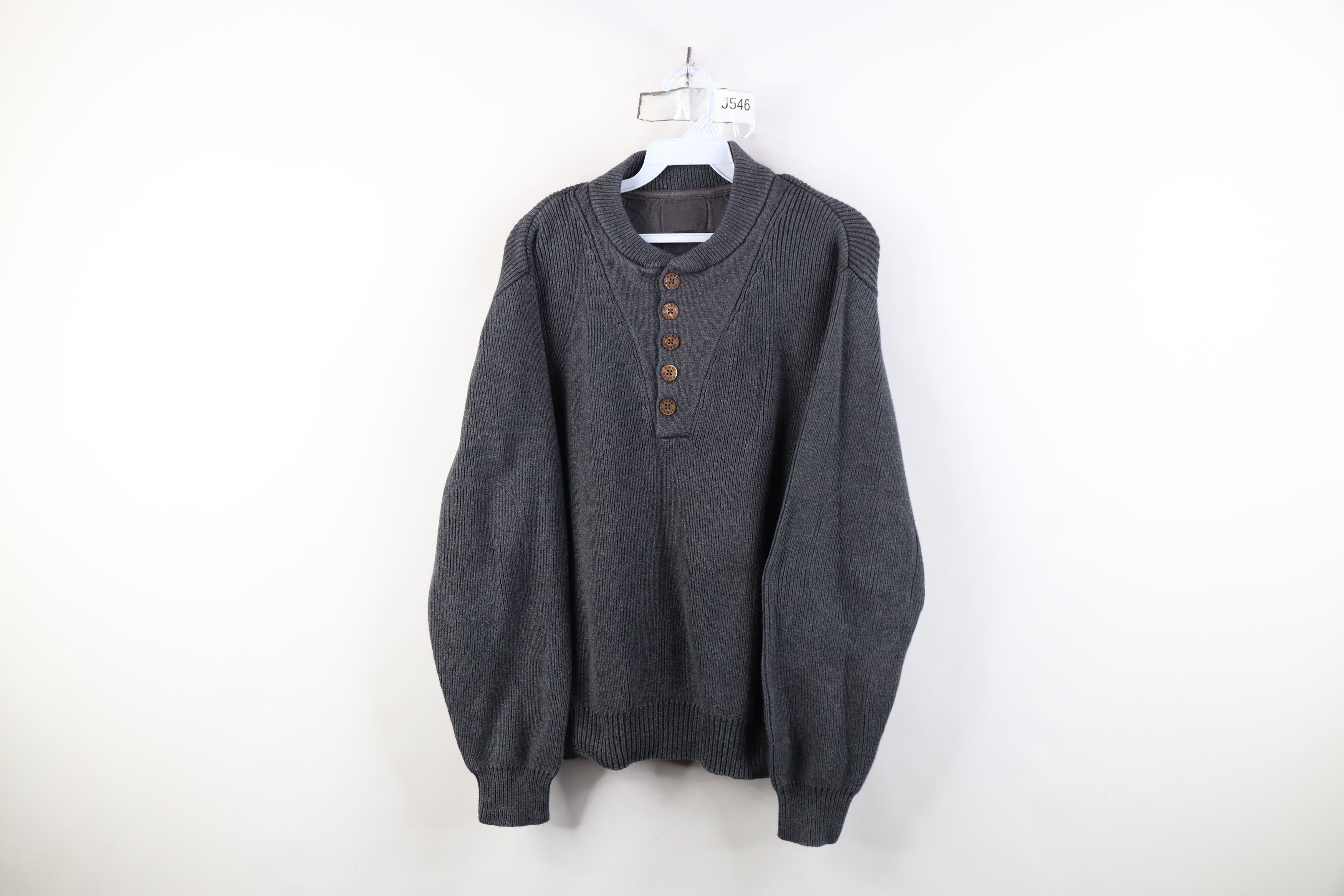Vintage Vintage 90s Y2K Streetwear Fit Ribbed Knit Henley Sweater Size US M / EU 48-50 / 2 - 1 Thumbnail